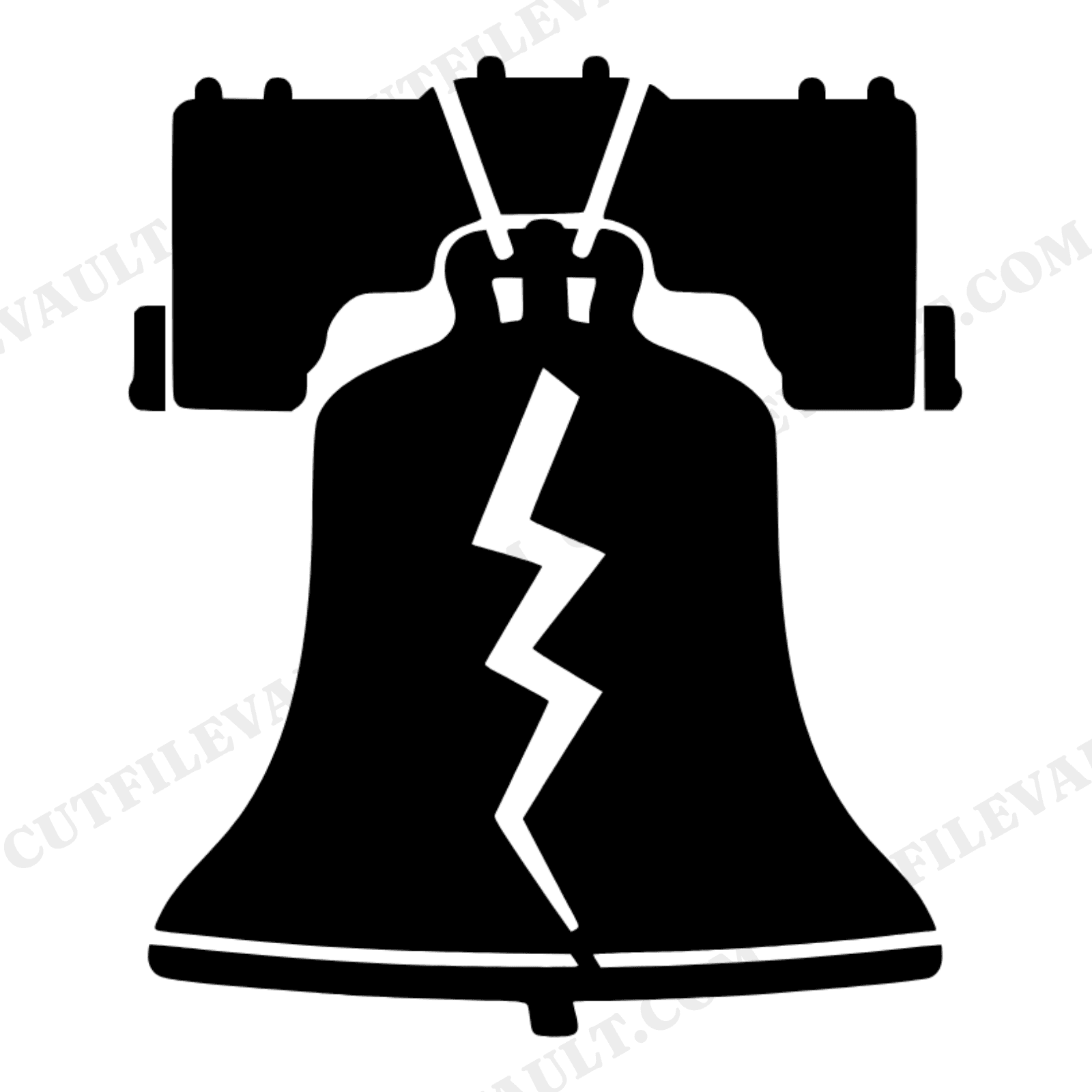 Art Deco Liberty Bell SVG PNG, Fourth of July Zigzag Crack Cut File, Patriotic Independence Day, view 1