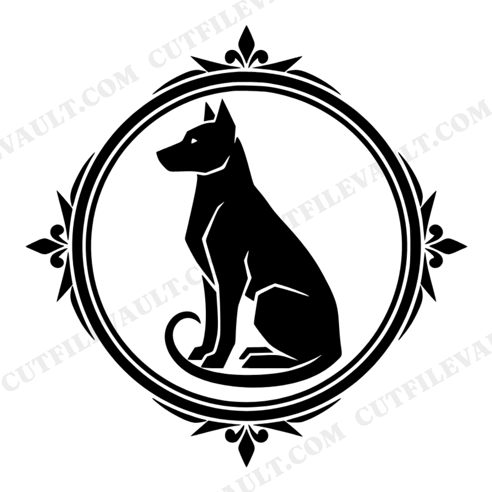 Art Deco Loyal Dog Wax Seal SVG PNG, Vintage Dog Silhouette Cut File, National Dog Day Emblem, view 1