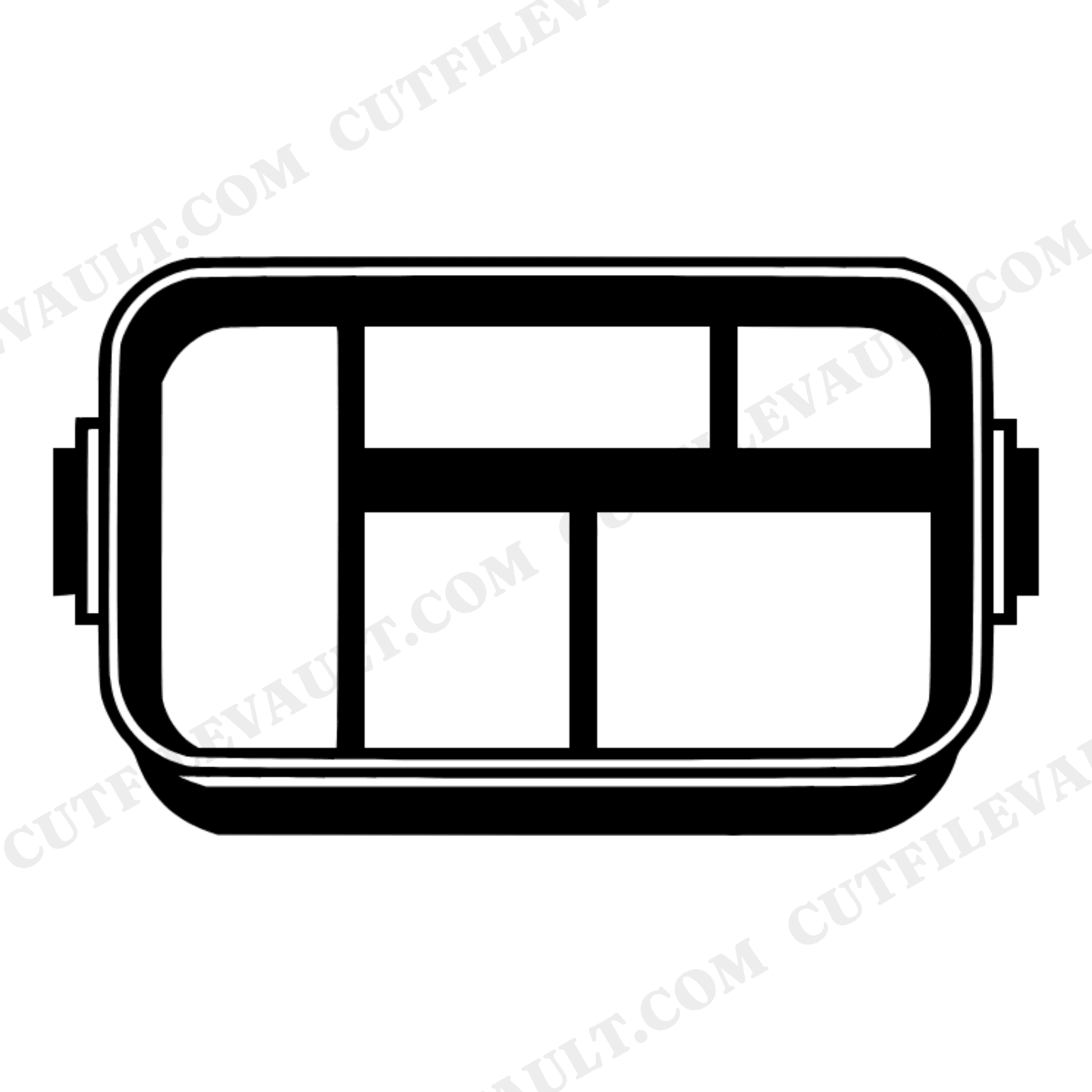Art Deco Lunch Box SVG PNG, Open Top View Compartments, Retro School Lunchbox Cut File for Cricut, view 1