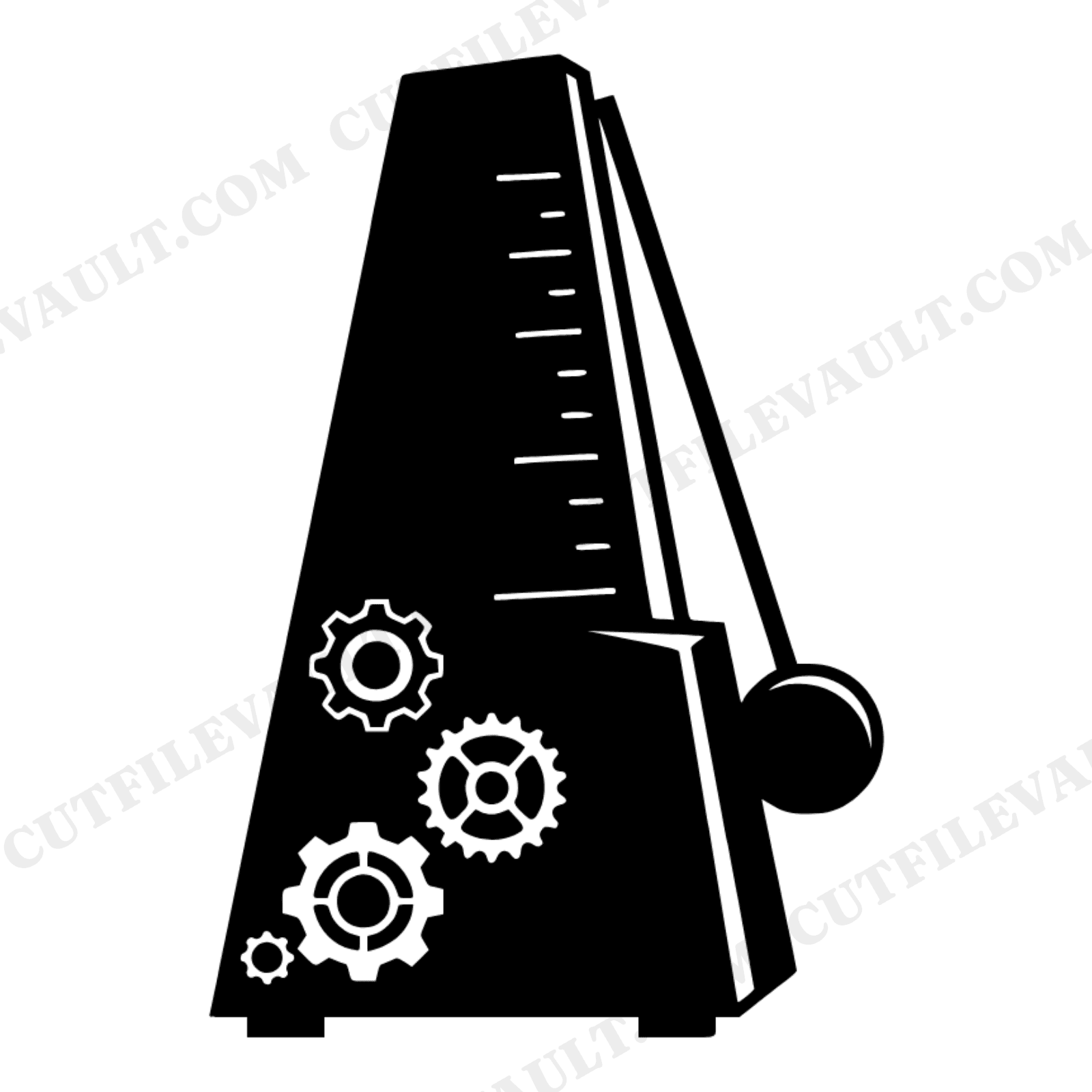 Art Deco Metronome SVG PNG, Steampunk Gears Music Teacher Cut File, Band Orchestra Clipart, view 1
