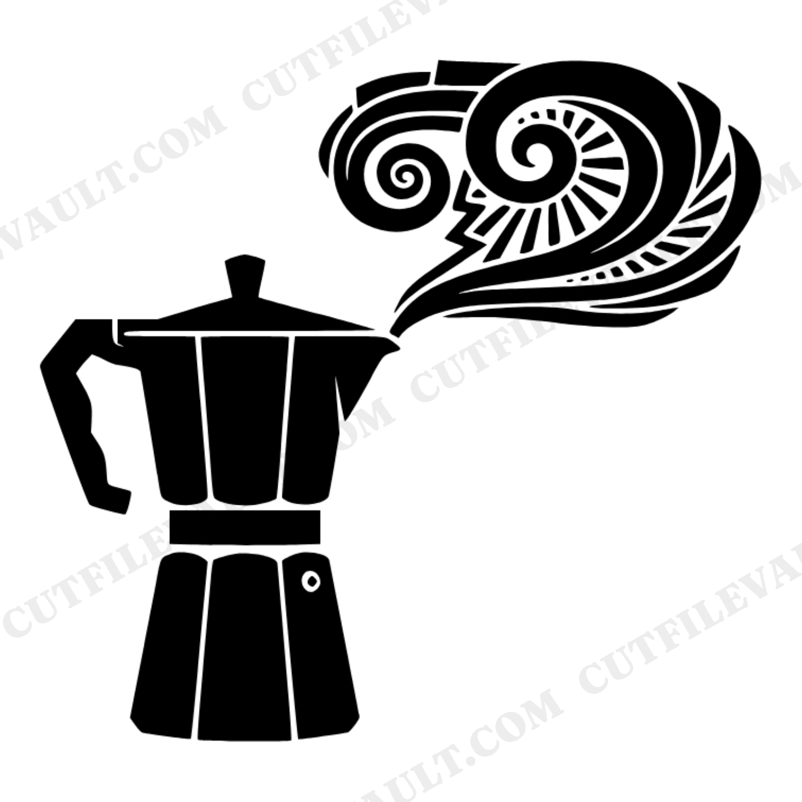 Art Deco Moka Pot SVG PNG, Coffee Maker Cut File, Retro Kitchen Wall Art, National Coffee Day, view 1