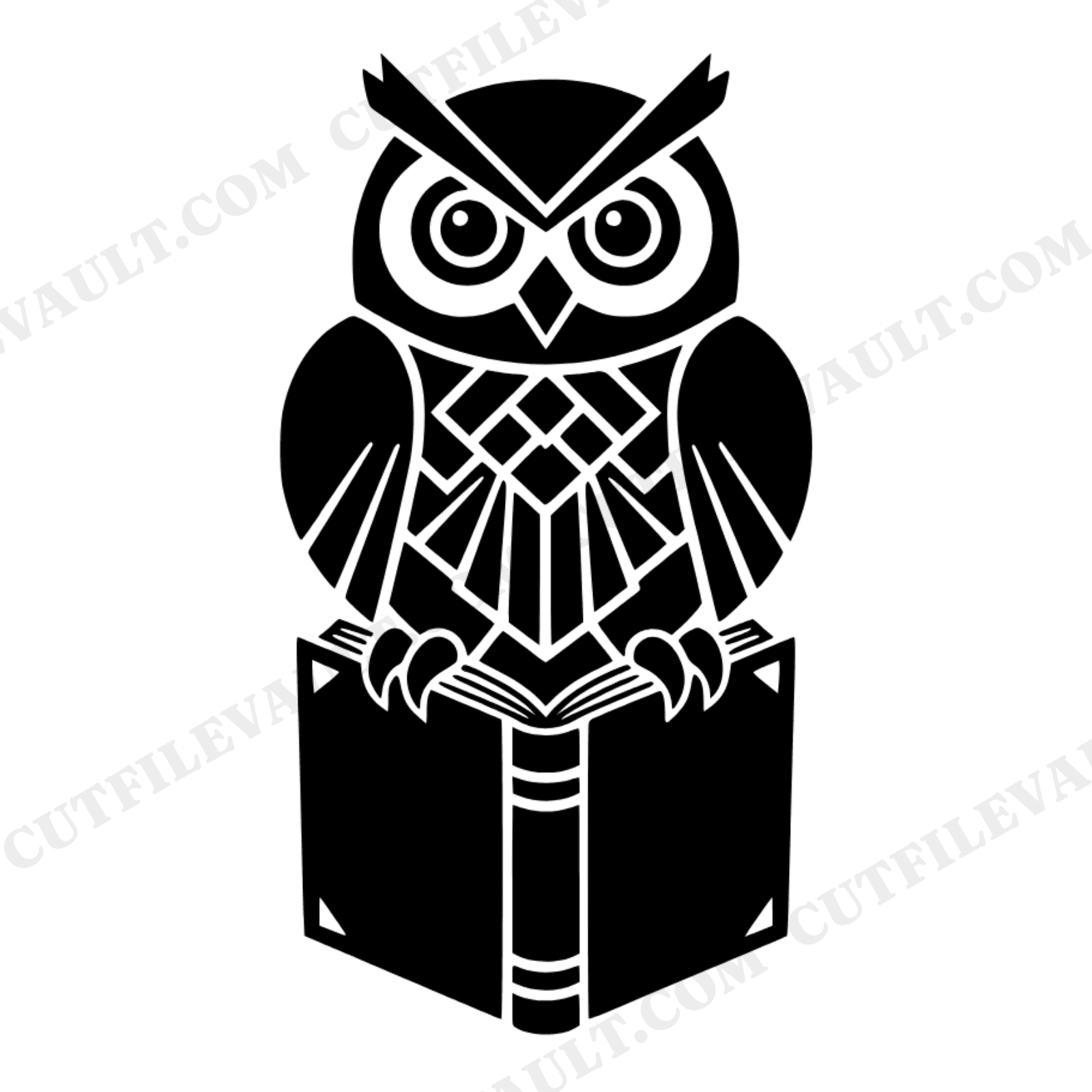 Art Deco Owl SVG, Wise Owl with Book PNG, Back to School Cut File, Geometric Owl Clipart, view 1