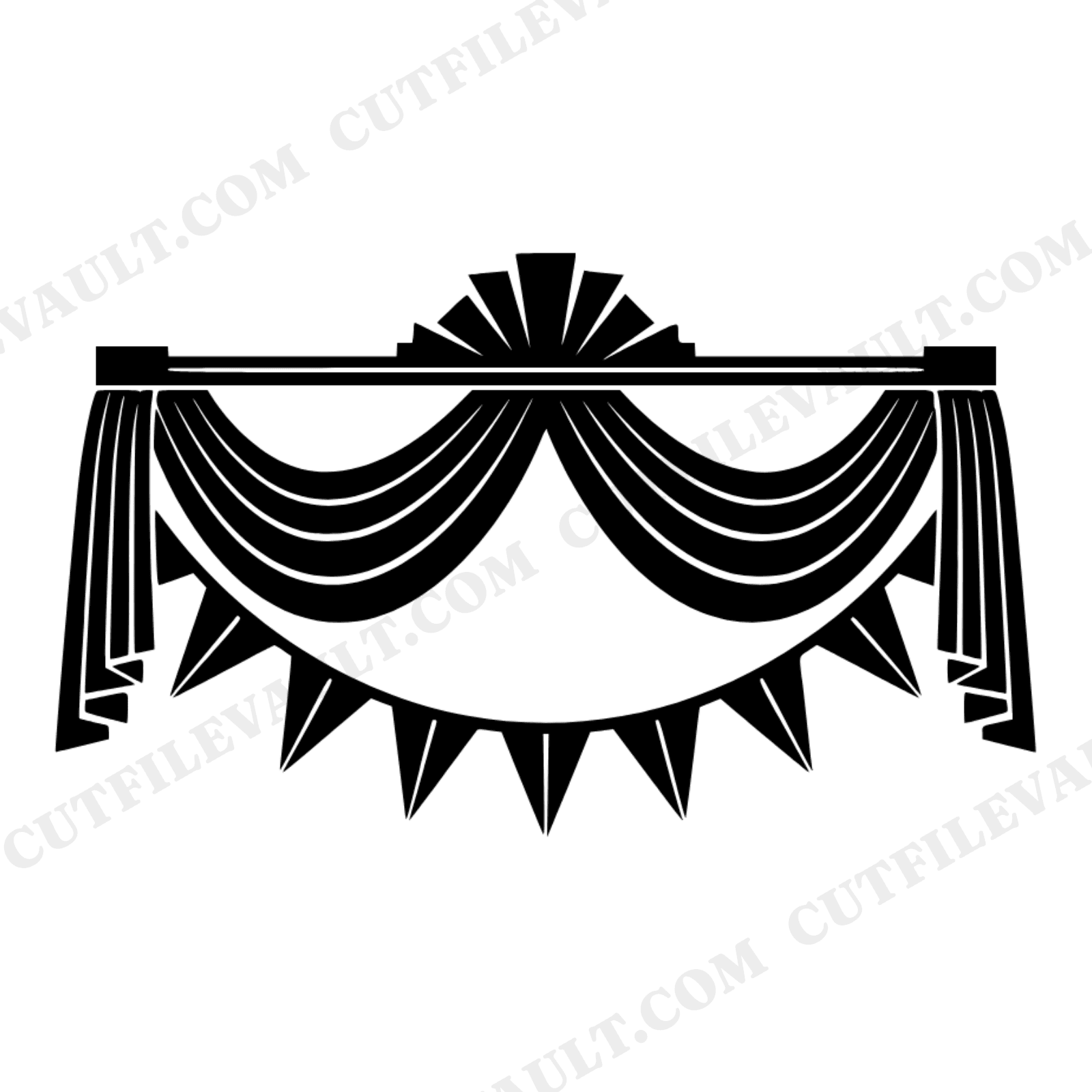 Art Deco Patriotic Bunting SVG PNG, Independence Day Swag Header Cut File, 4th of July Decor, view 1