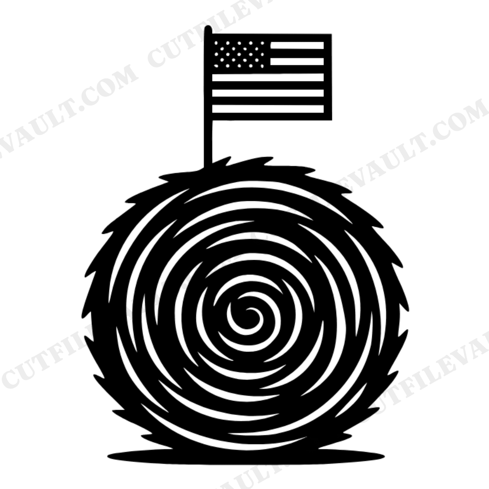 Art Deco Patriotic Hay Bale SVG PNG, Fourth of July Farm Flag Cut File, Rural Americana Design, view 1
