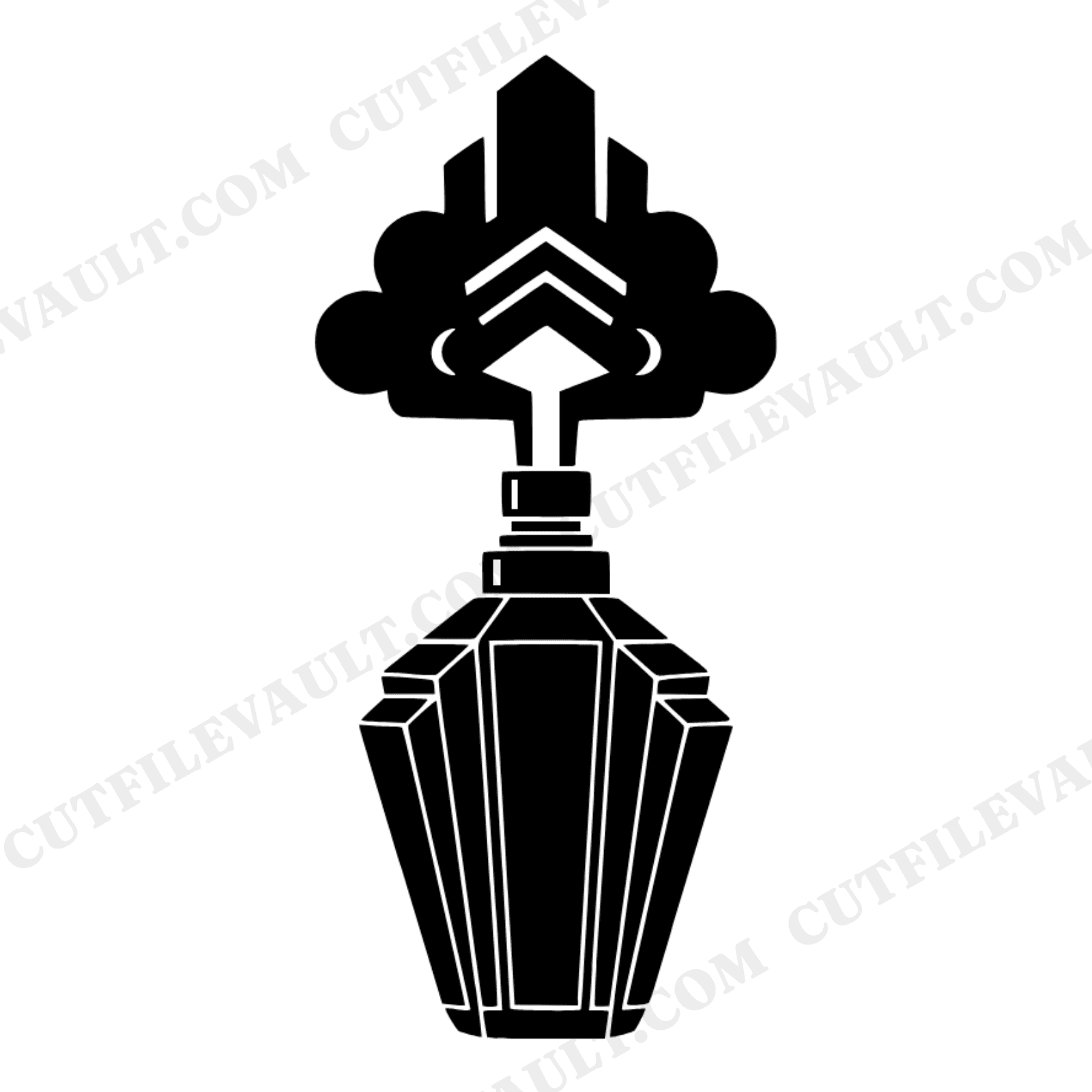 Art Deco Perfume Atomizer SVG PNG, Geometric Vapor Swirls Cut File, Vintage Mother's Day Design, view 1