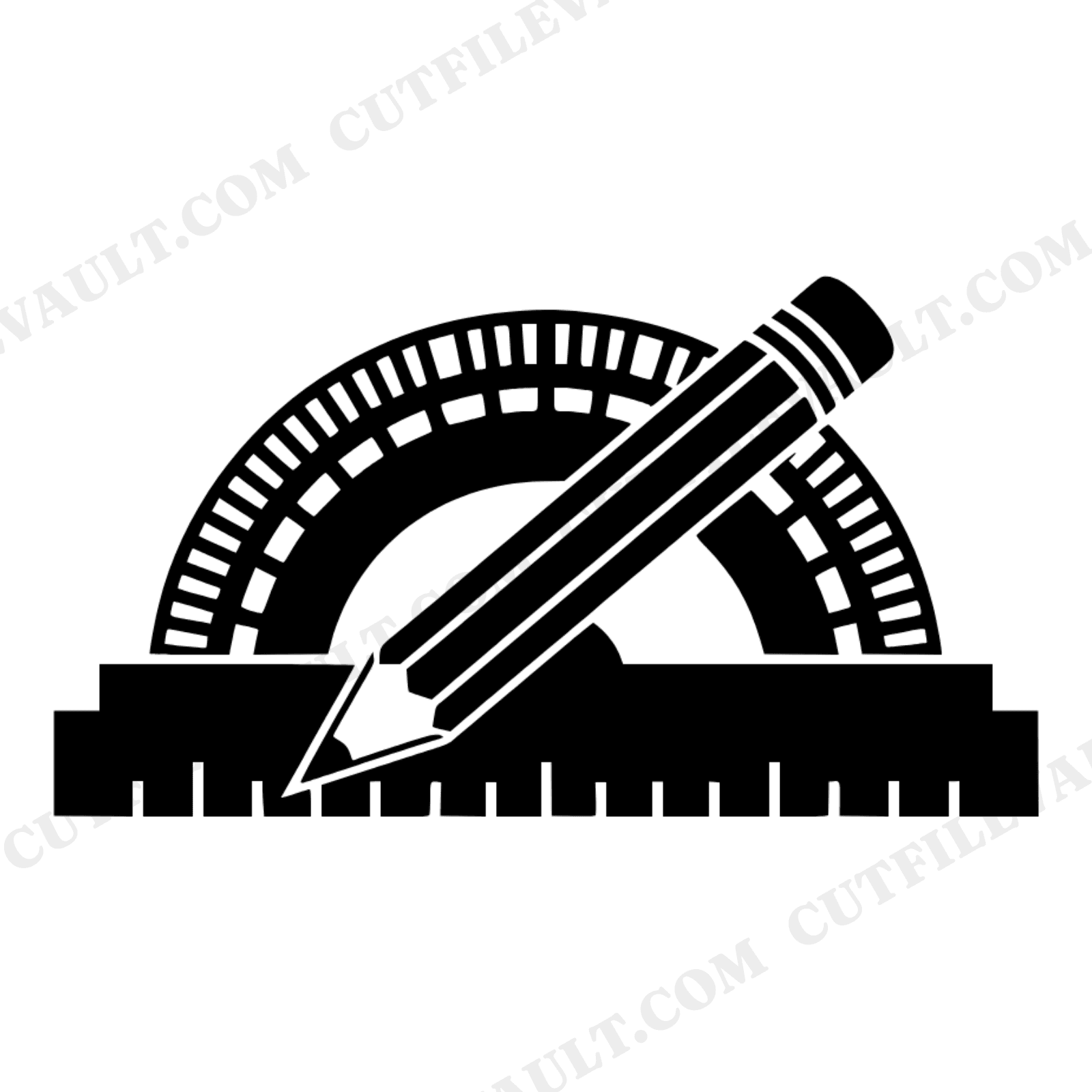 Art Deco Protractor SVG PNG, Back to School Pencil Clipart, Geometry Teacher Cut File, Math Decal, view 1