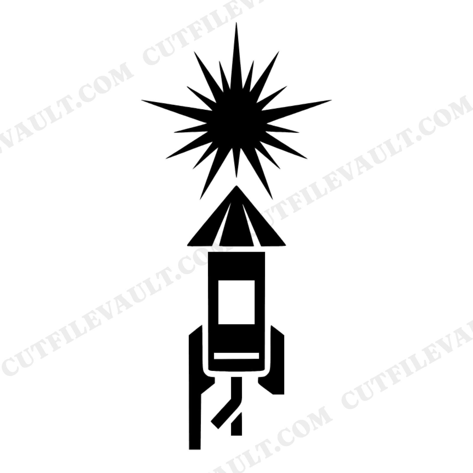 Art Deco Rocket Firework SVG PNG, Retro 4th of July Cut File, Independence Day Starburst Silhouette, view 1
