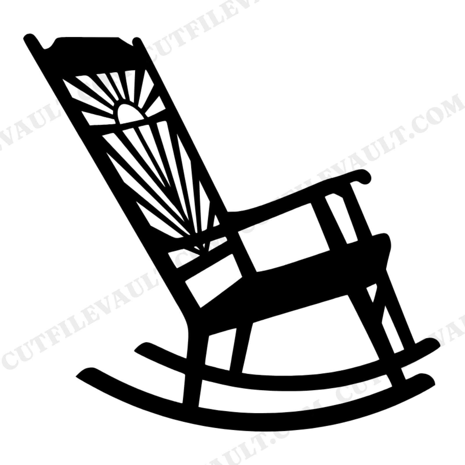 Art Deco Rocking Chair SVG PNG, Grandparents Day Silhouette Cut File, Vintage Furniture Clipart, view 1