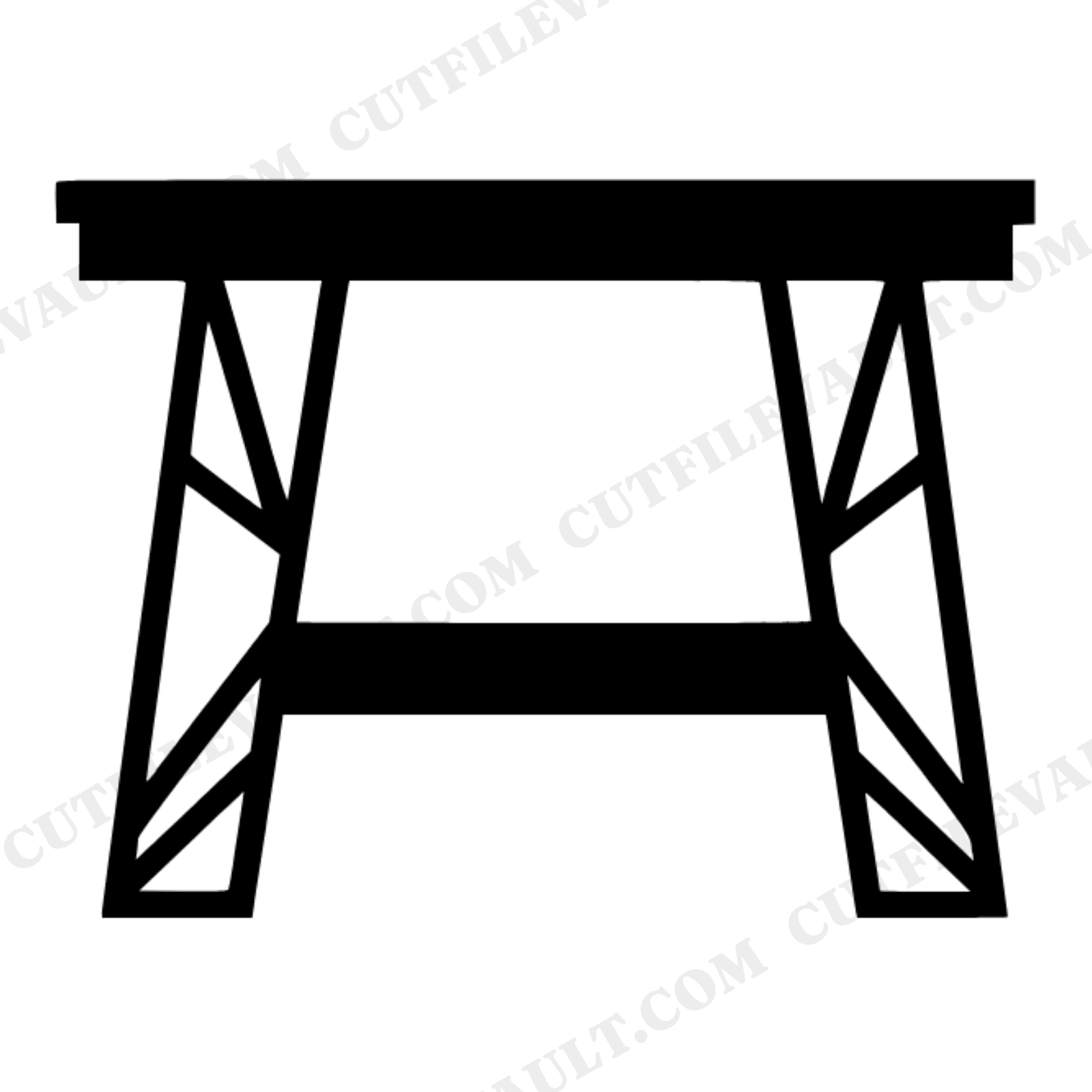 Art Deco Sawhorse SVG PNG, Father's Day Workshop Tool Cut File, Masculine Stained Glass Design, view 1