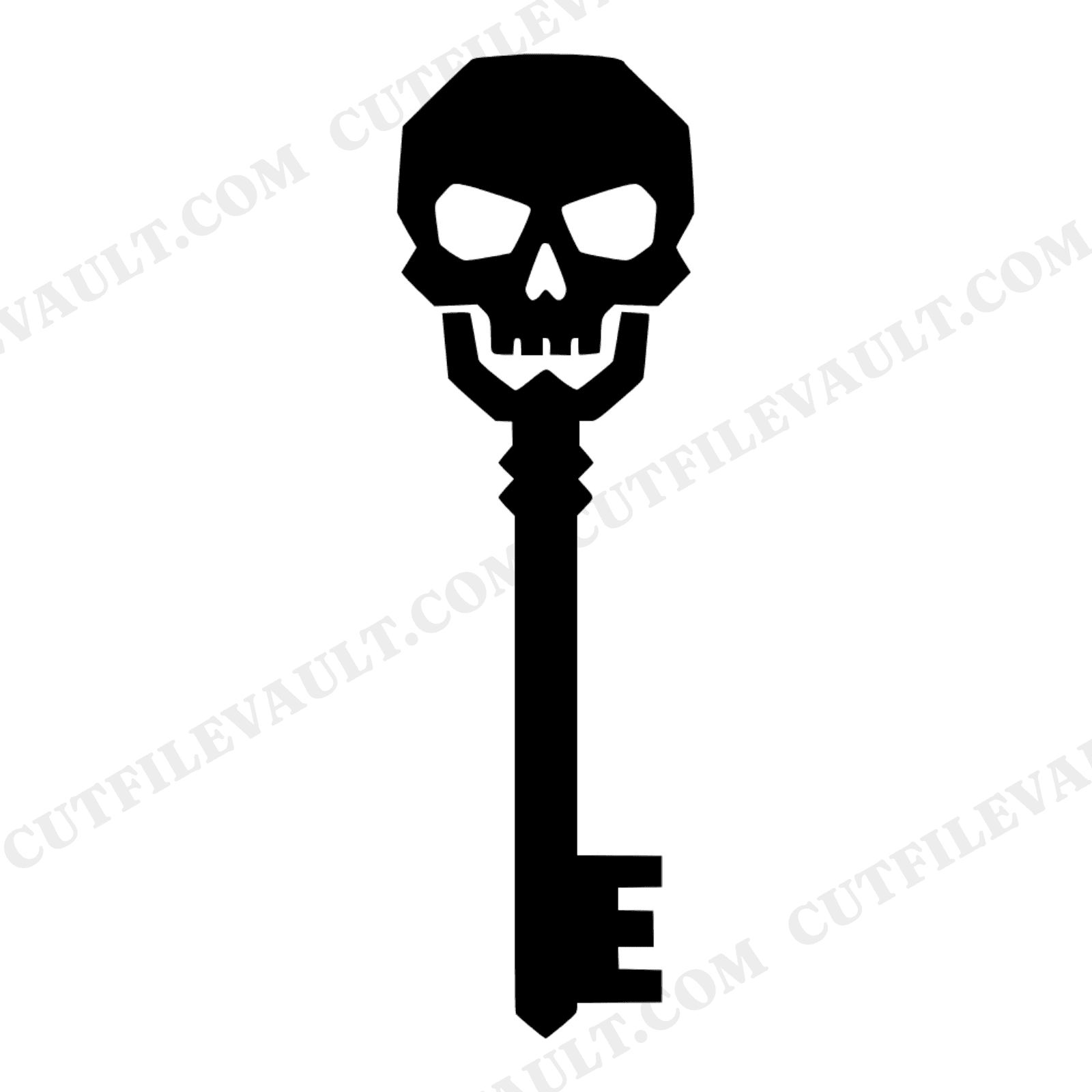 Art Deco Skeleton Key SVG PNG, Halloween Skull Cut File, Geometric Key Clipart for Cricut, view 1