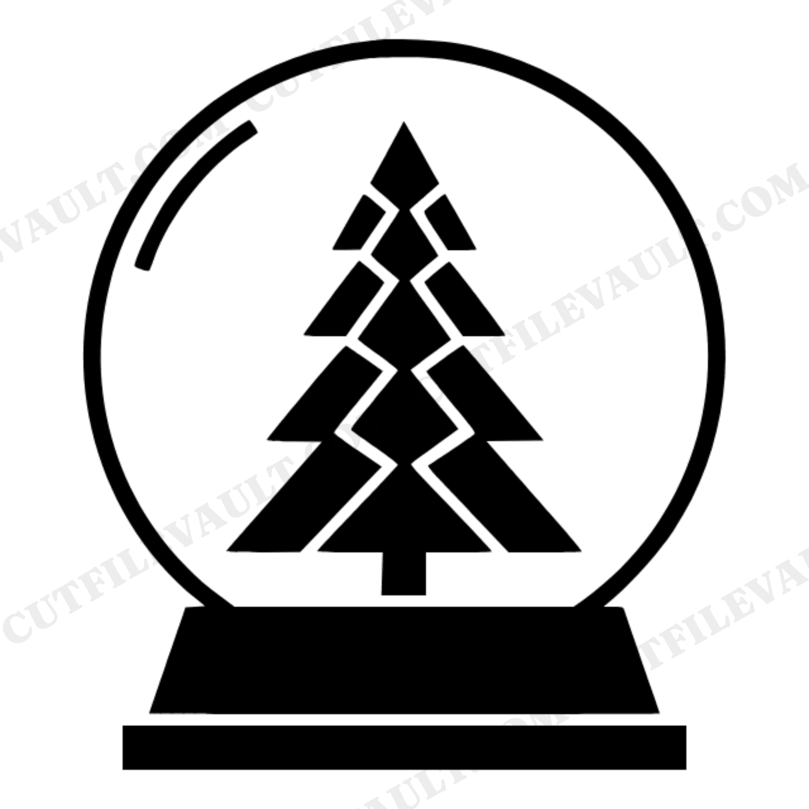 Art Deco Snow Globe SVG, Christmas Tree Silhouette PNG, Geometric Holiday Cut File, view 1