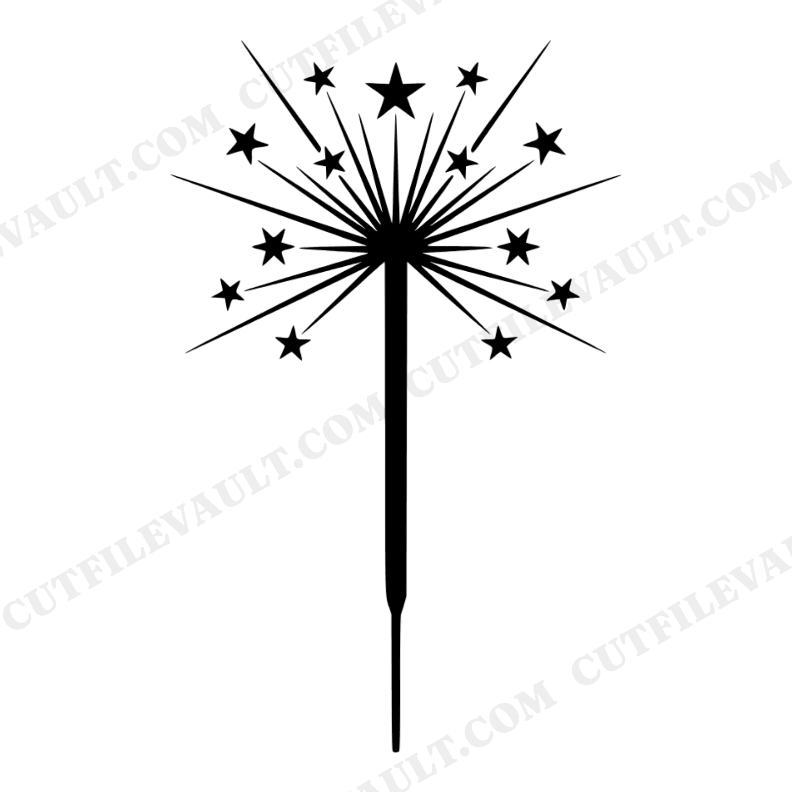 Art Deco Sparkler SVG PNG, Starburst Silhouette Cut File, 4th of July Independence Day Patriotic Design, view 1