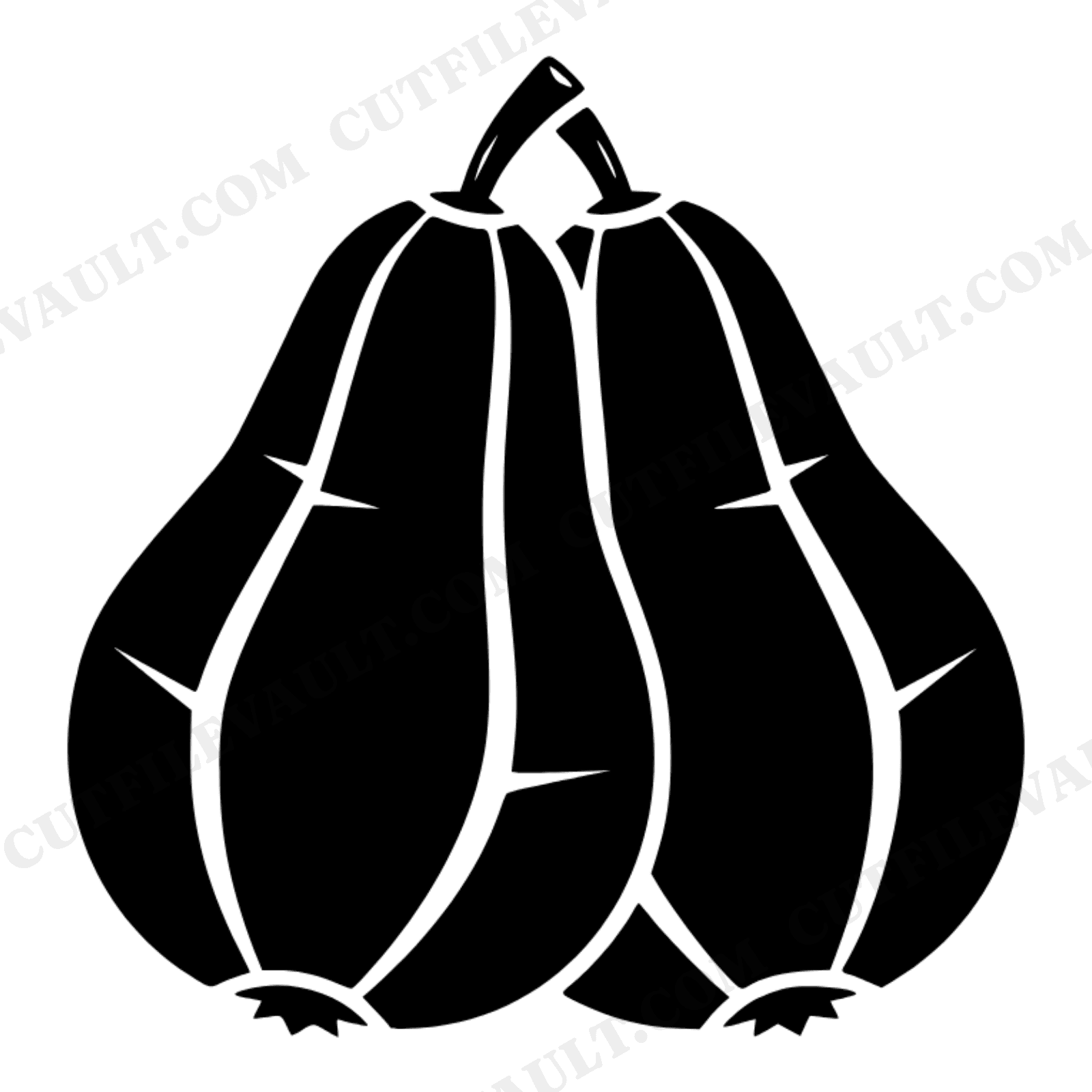 Art Deco Twin Pears SVG PNG, Harvest Silhouette Cut File, Thanksgiving Autumn Decor Design, view 1