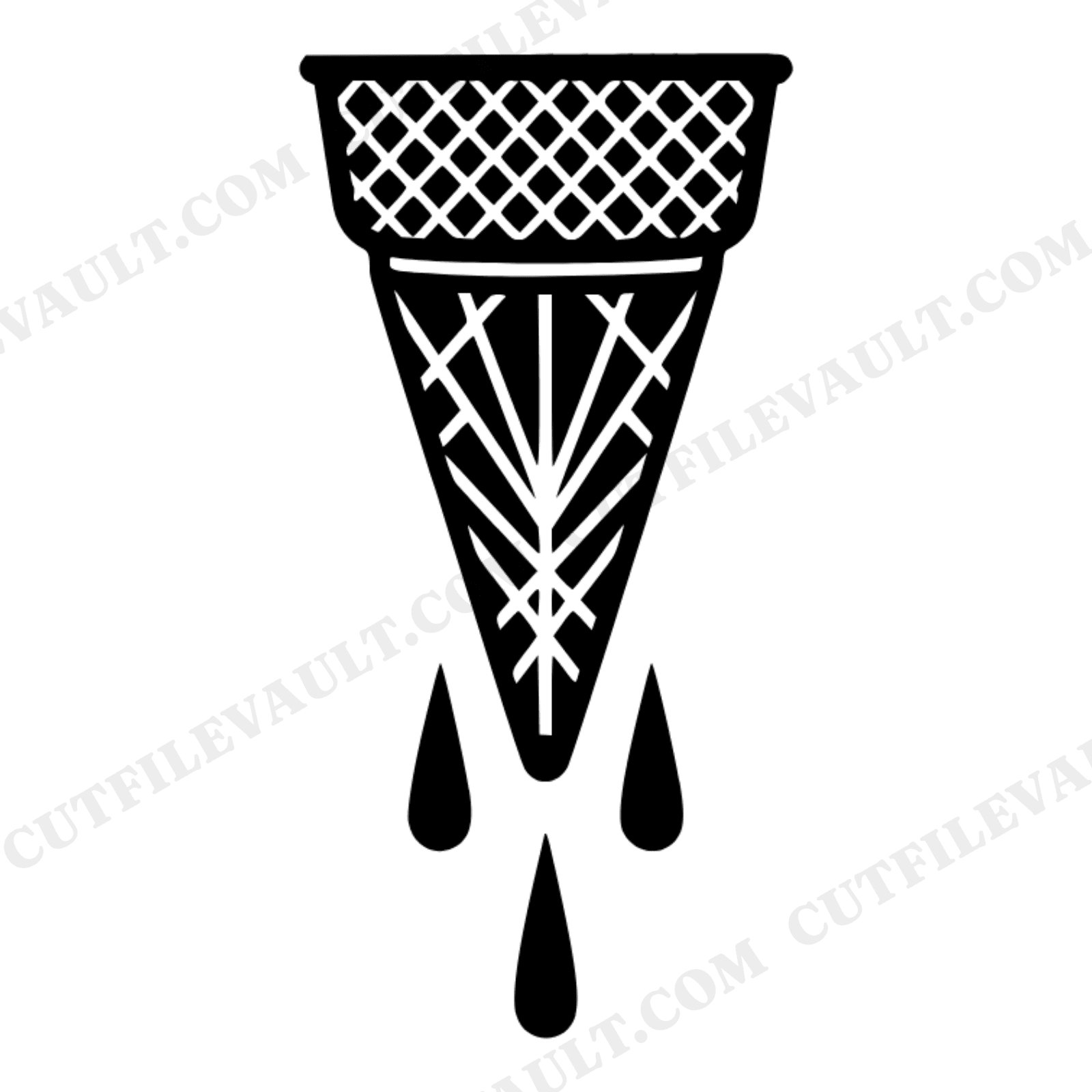 Art Deco Upside Down Waffle Cone SVG PNG Ice Cream Drips Cut File for Cricut Silhouette, view 1