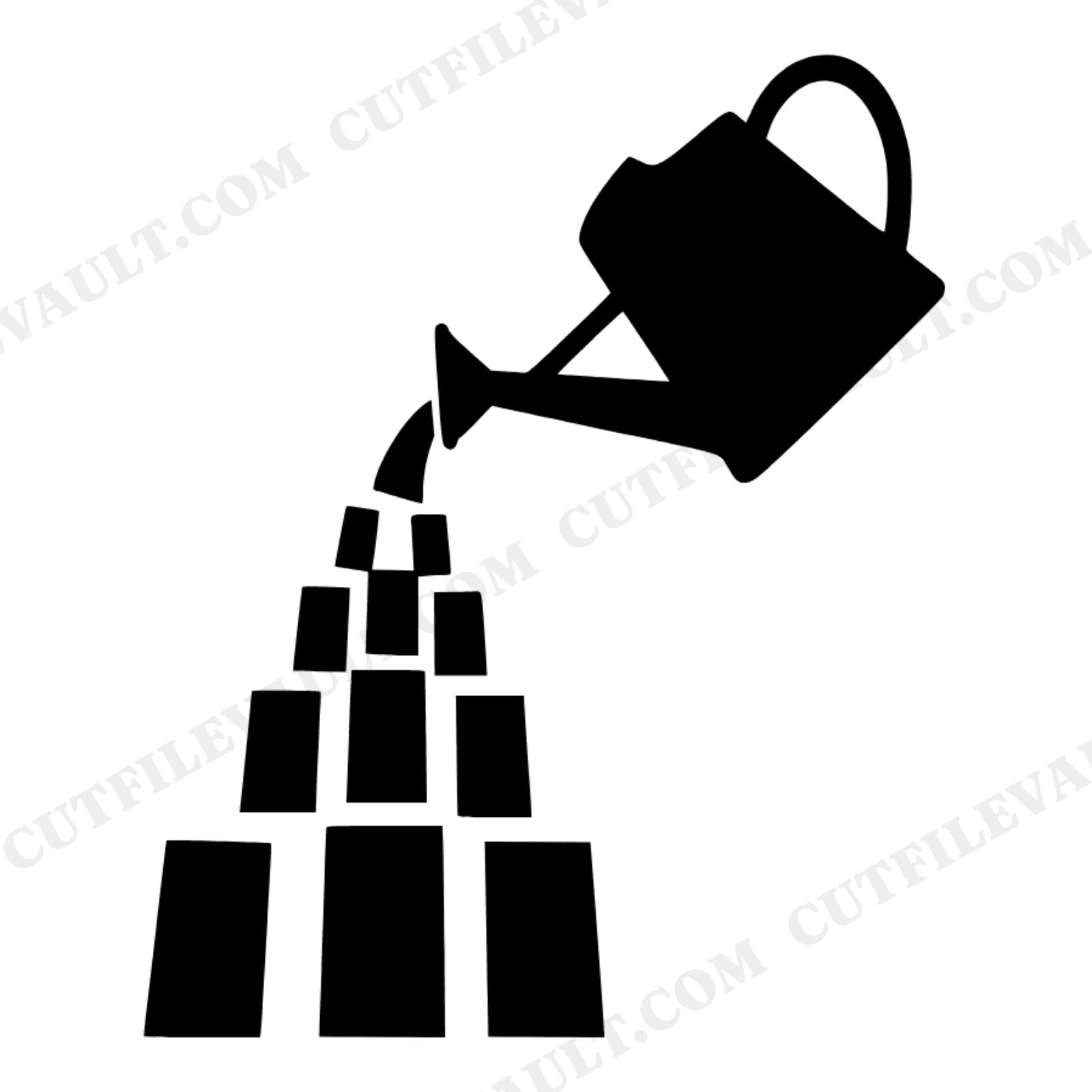 Art Deco Watering Can SVG PNG, Vintage Garden Cut File, Geometric Farmhouse Botanical Design, view 1