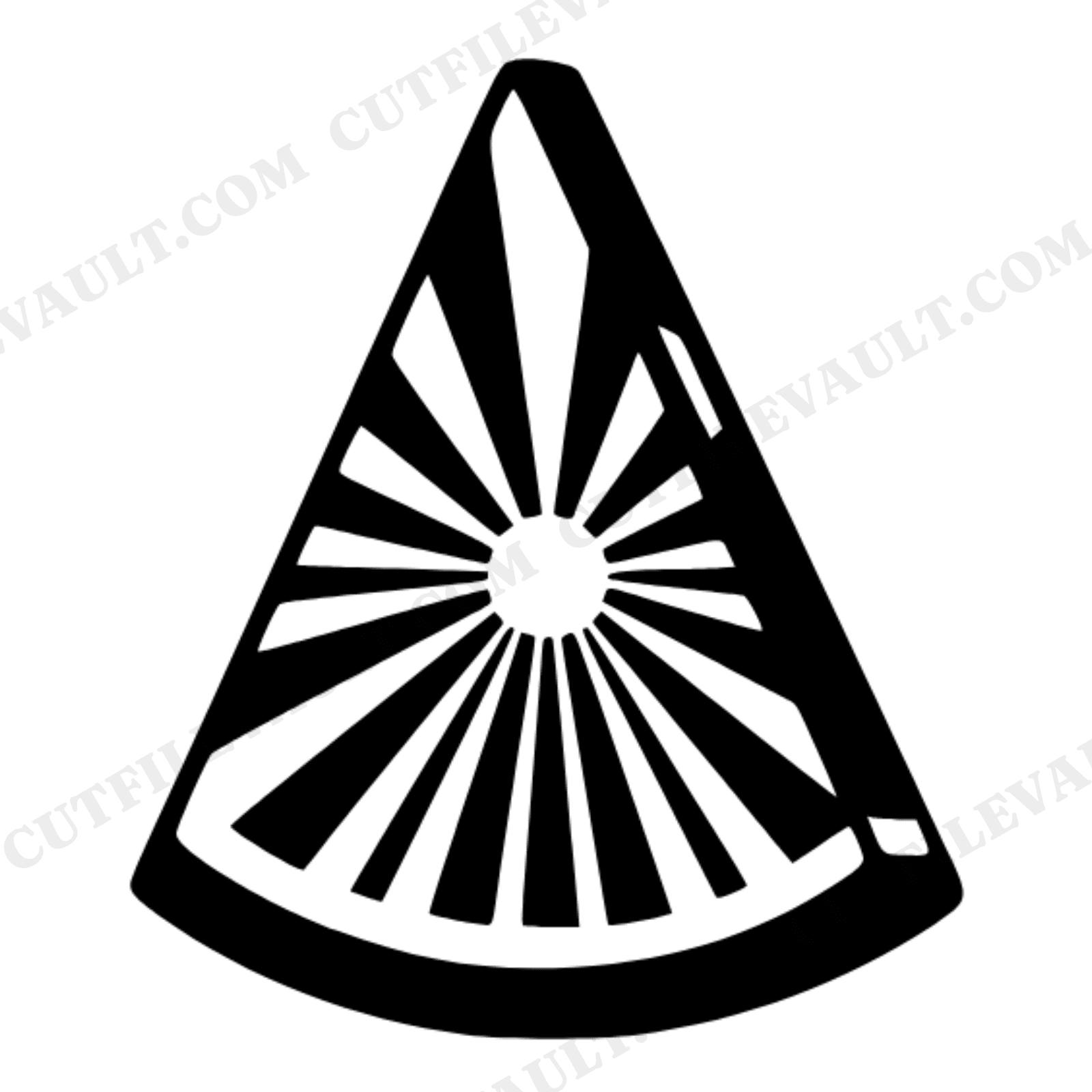 Art Deco Watermelon SVG PNG, Sunburst Watermelon Slice Cut File, Mid Century Summer Wall Art, view 1