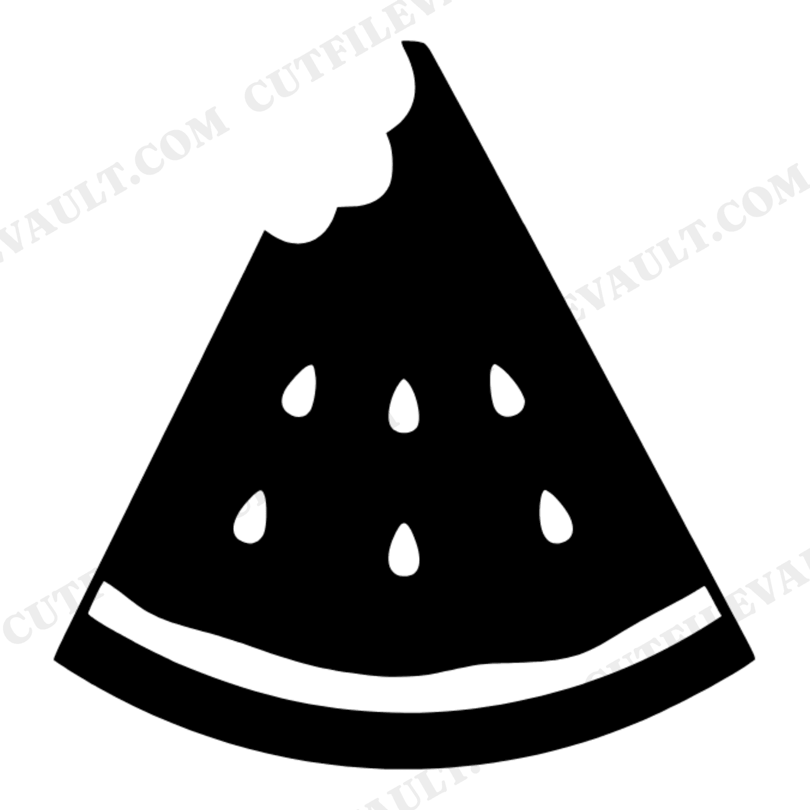 Art Deco Watermelon Wedge SVG PNG, Geometric Watermelon with Bite Cut File, Summer Fruit Design, view 1