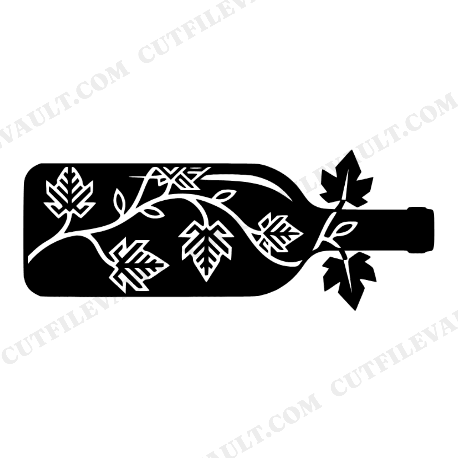 Art Deco Wine Bottle SVG PNG, Geometric Vine Wine Bottle Cut File, Modern Kitchen Bar Decor, view 1