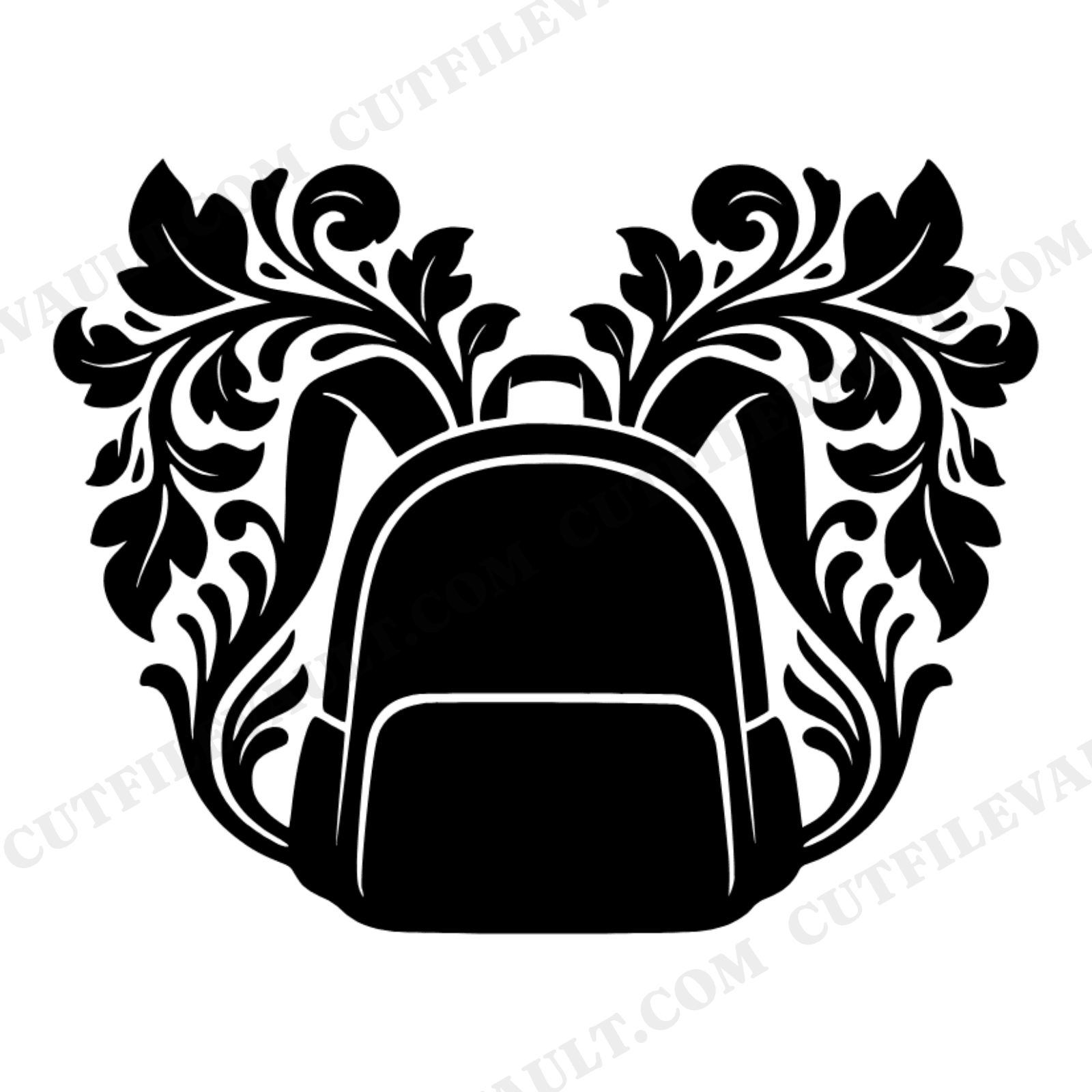 Art Nouveau Backpack SVG PNG, Botanical Backpack Cut File, Back to School Decal, Kids Name Sign SVG, view 1