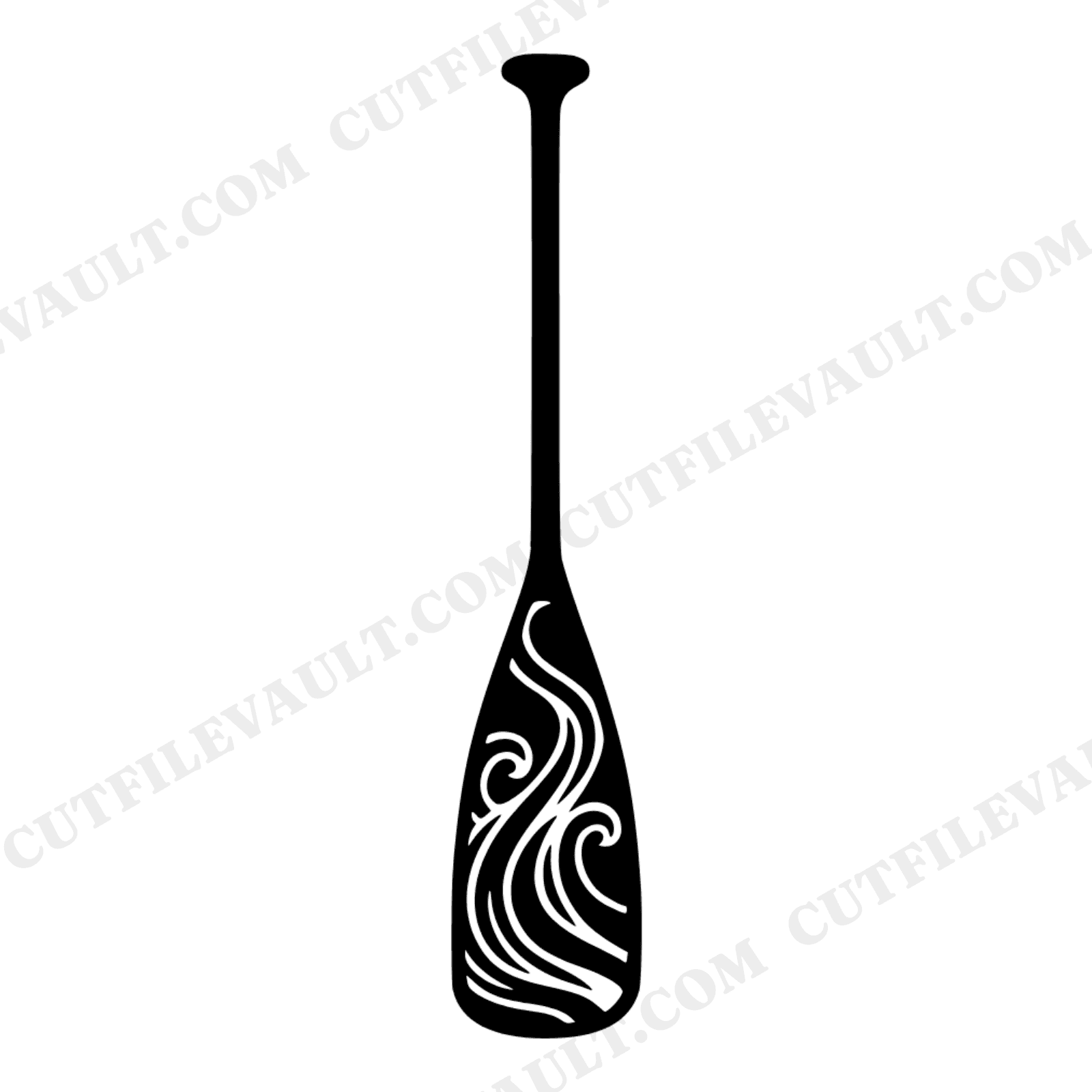 Art Nouveau Canoe Paddle SVG PNG, Flowing Water Ripples Cut File, Boho Outdoor Adventure Design, view 1