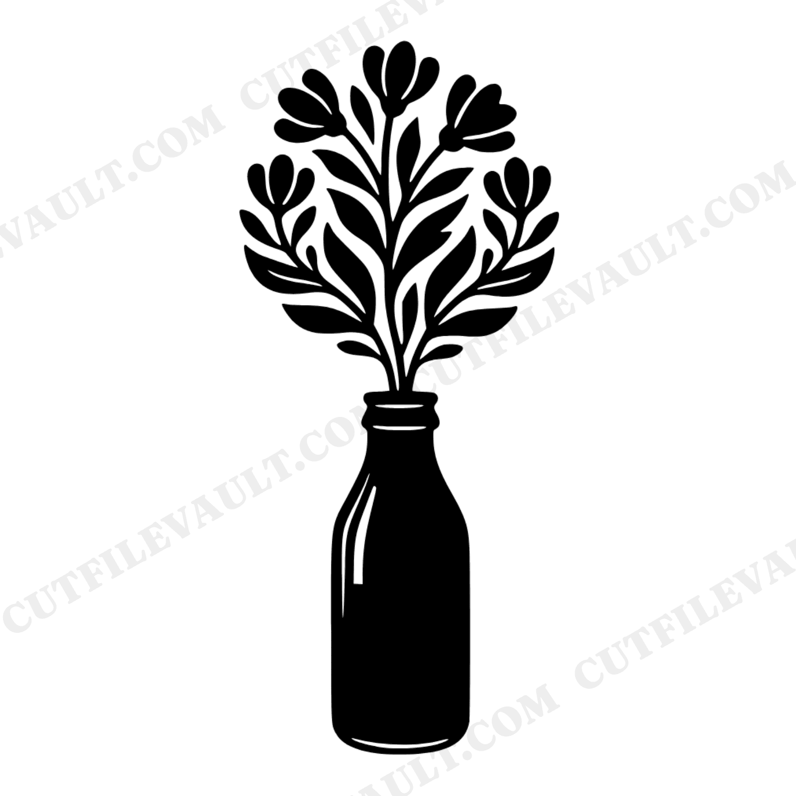 Art Nouveau Milk Bottle SVG PNG, Floral School Lunch Cut File, Back to School Nostalgic Design, view 1