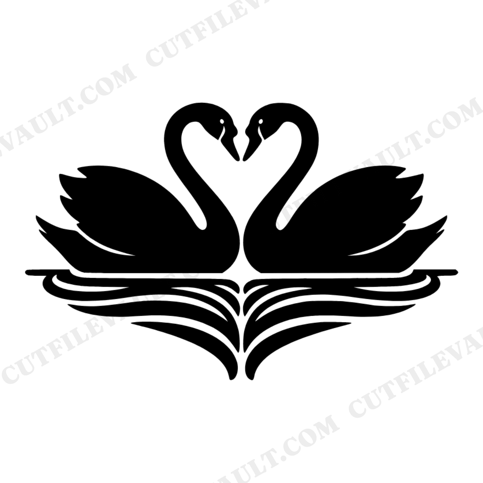 Art Nouveau Swan Heart SVG PNG, Wedding Silhouette Cut File, Elegant Swan Love Design, view 1