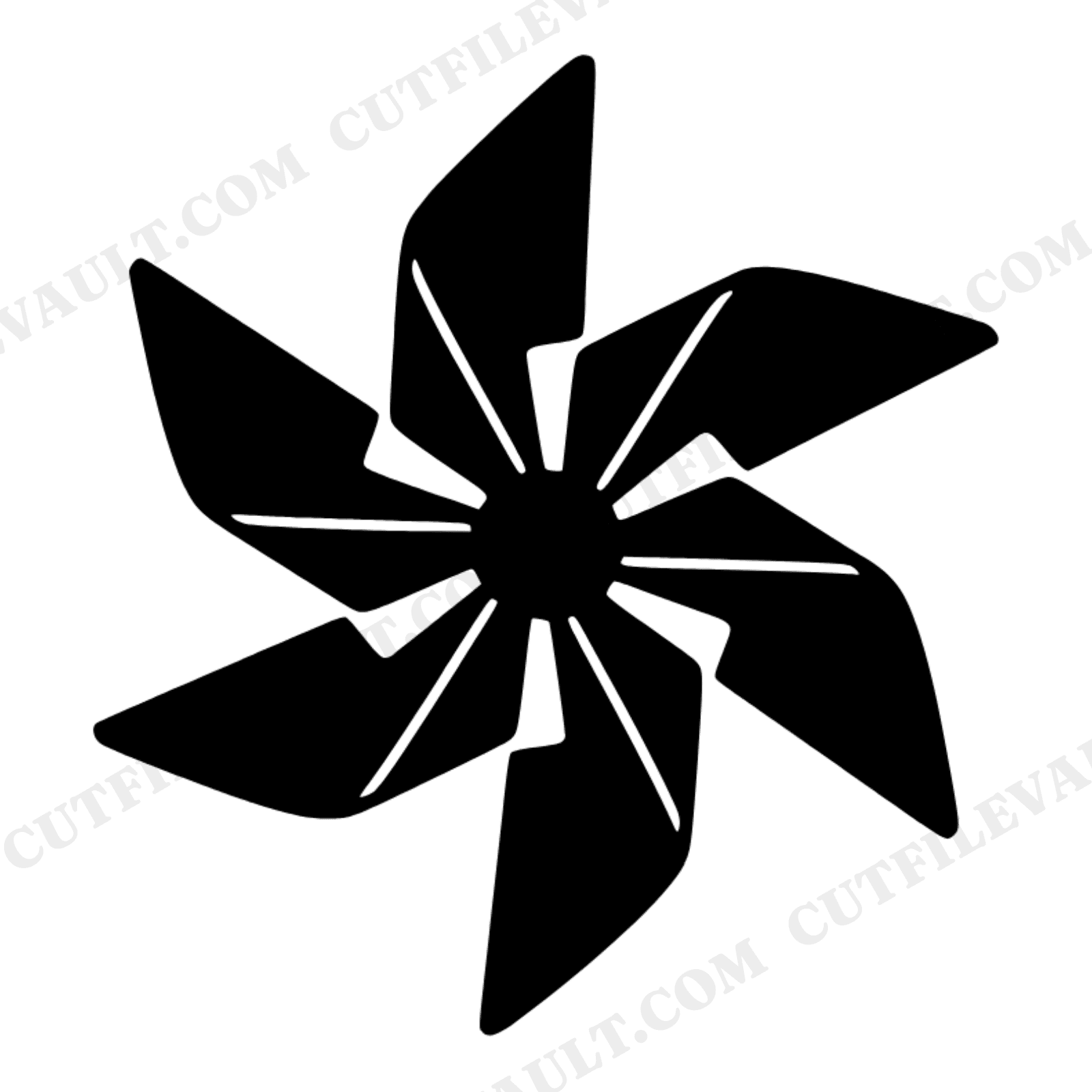 Asymmetric Pinwheel SVG PNG, Modern Brutalist Spin Silhouette, Fourth of July Patriotic Cut File, view 1