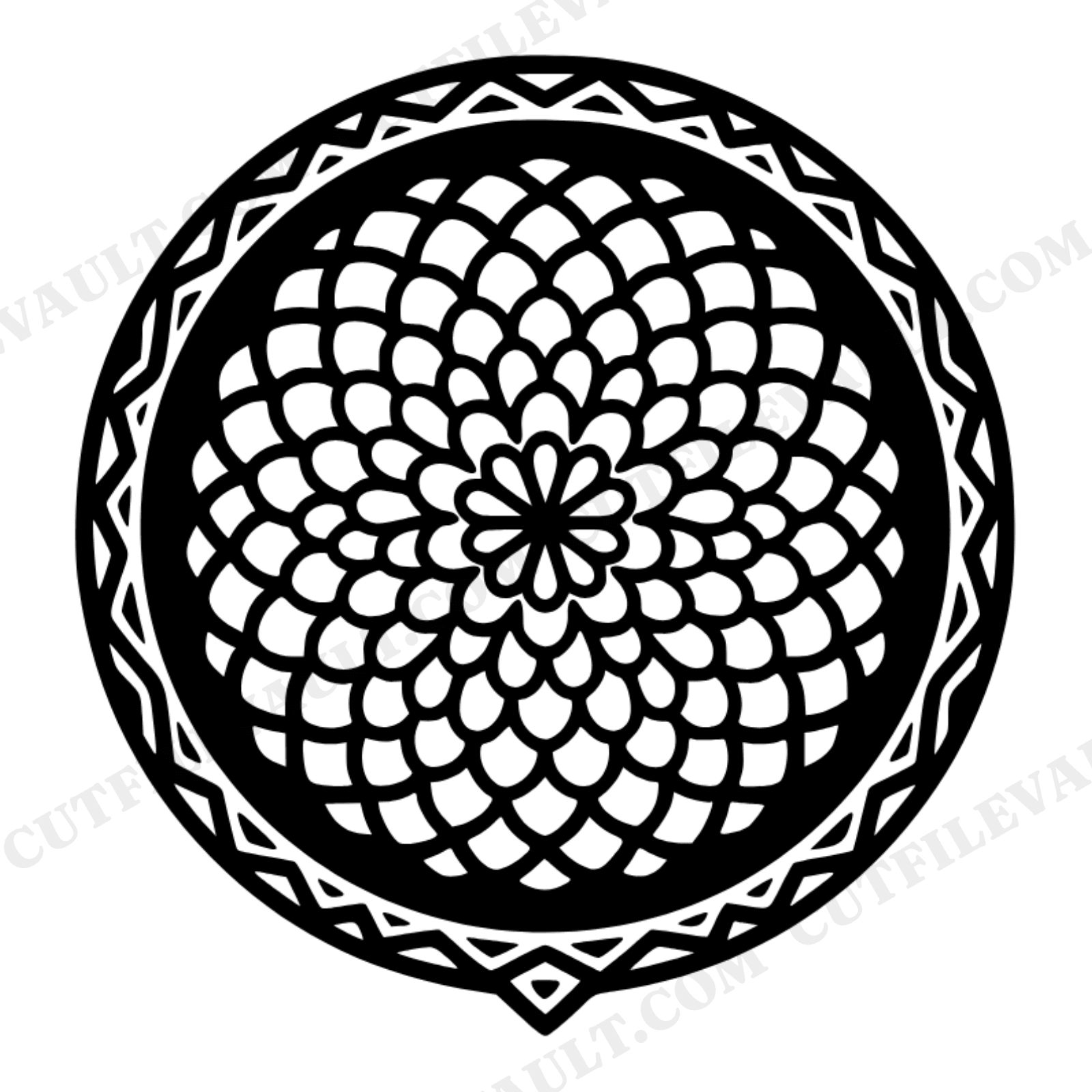 Autumn Acorn Cap Bowl SVG PNG Celestial Mandala Cut File Fall Equinox Tattoo Flash Design, view 1
