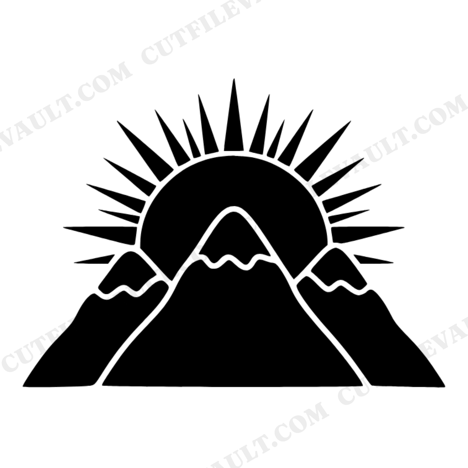 Autumn Equinox Boho Mountain Sun SVG PNG Layered Scene Cut File for Fall Decor Craft Projects, view 1