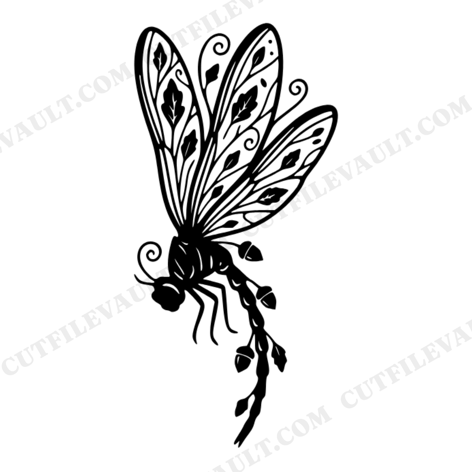 Autumn Equinox Dragonfly SVG PNG, Cottagecore Woodland Spirit Cut File, Fall Floral Dragonfly Design, view 1