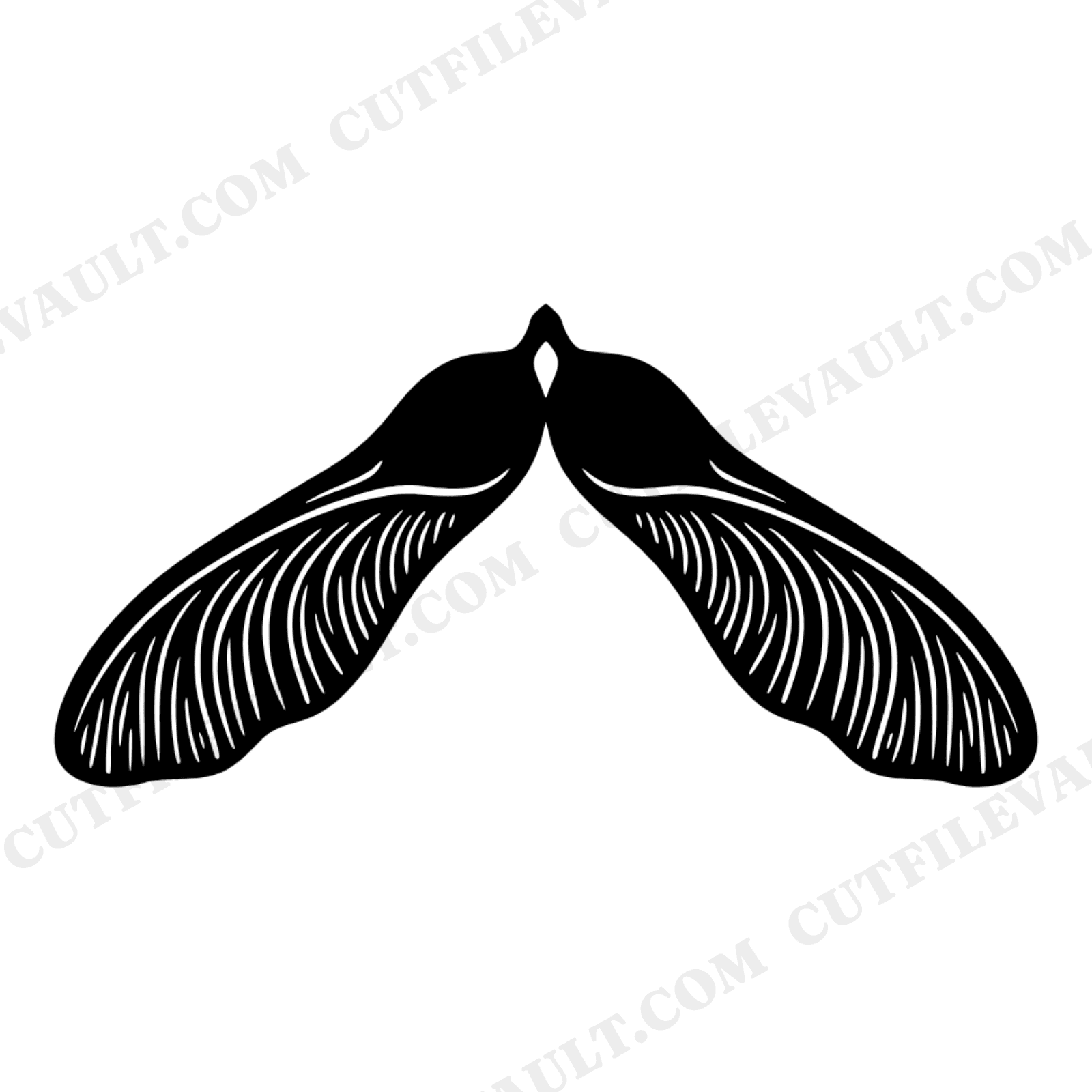 Autumn Equinox Maple Seed SVG PNG, Scandinavian Line Art, Fall Papercut Design, Nature Symmetry Cut File, view 1