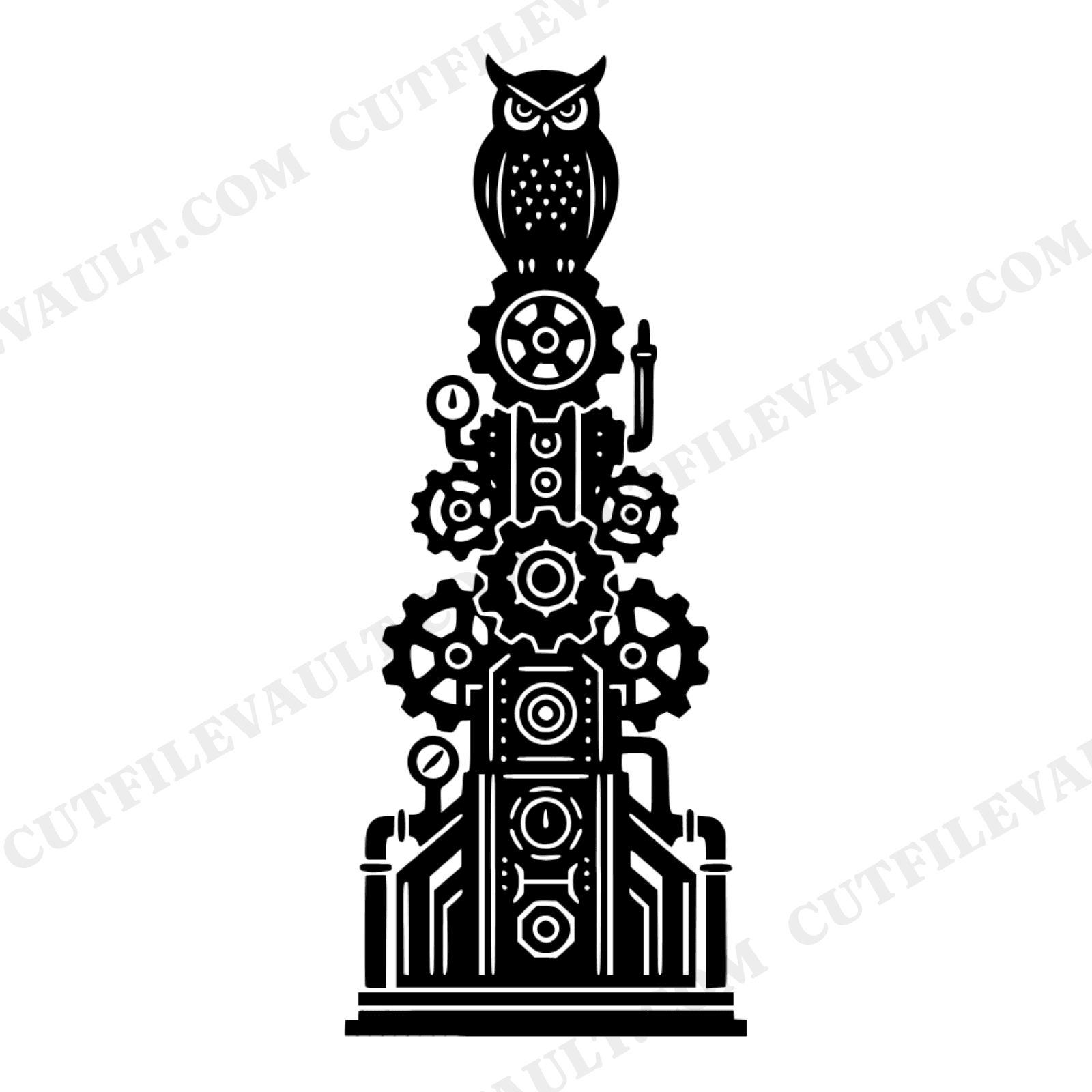 Autumn Equinox Owl Steampunk Gear SVG PNG Cut File Fall Craft Design Industrial Nature Art, view 1