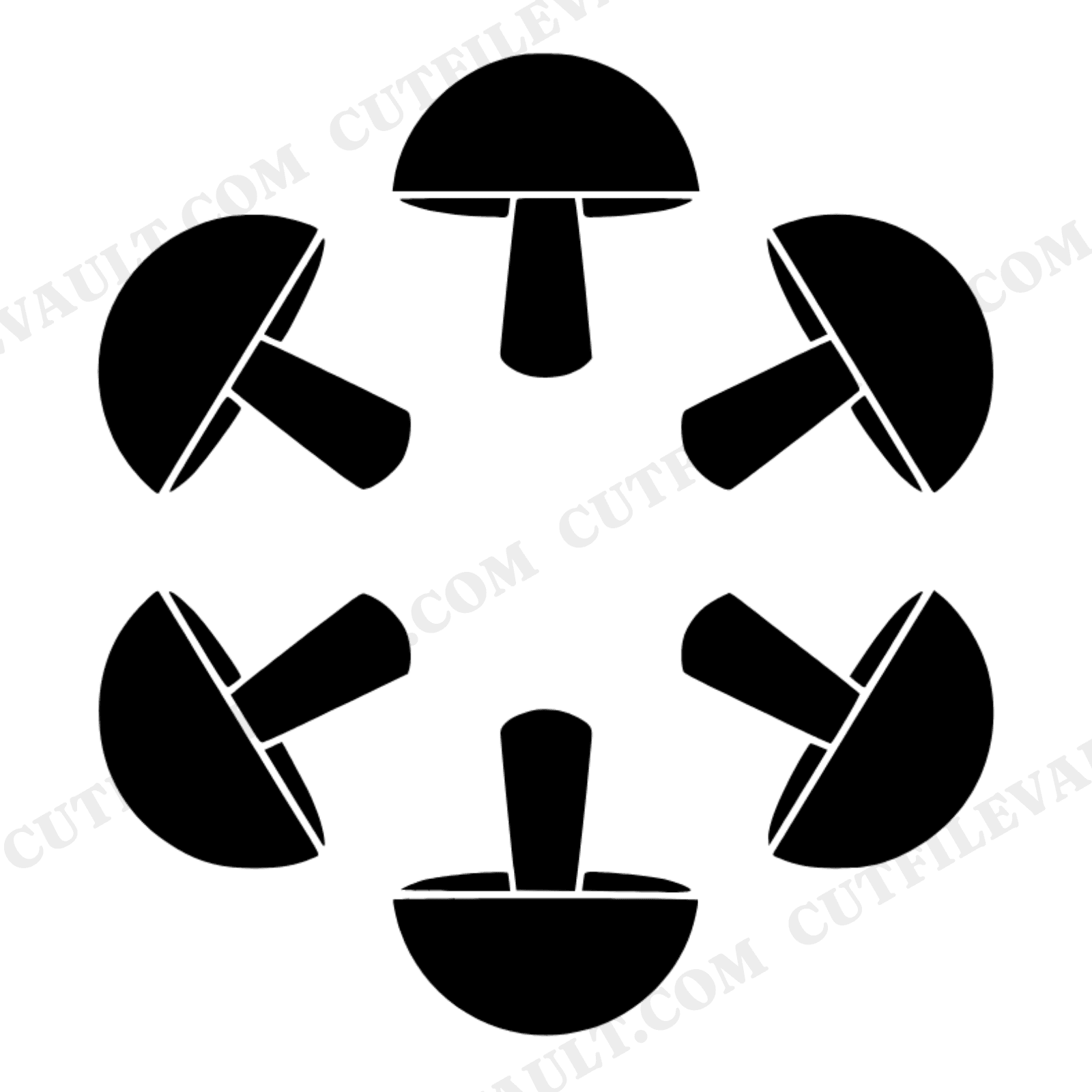 Autumn Fairy Ring Toadstool Circle SVG PNG, Scandinavian Mushroom Line Art, Fall Equinox Cut File, view 1