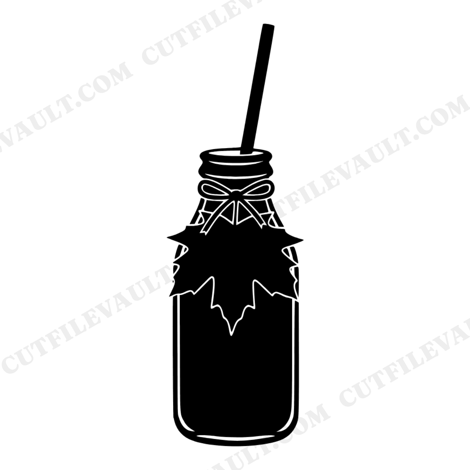 Autumn Milk Bottle SVG PNG, Fall Leaf Straw Cut File, Vintage Botanical Nursery Decor Design, view 1