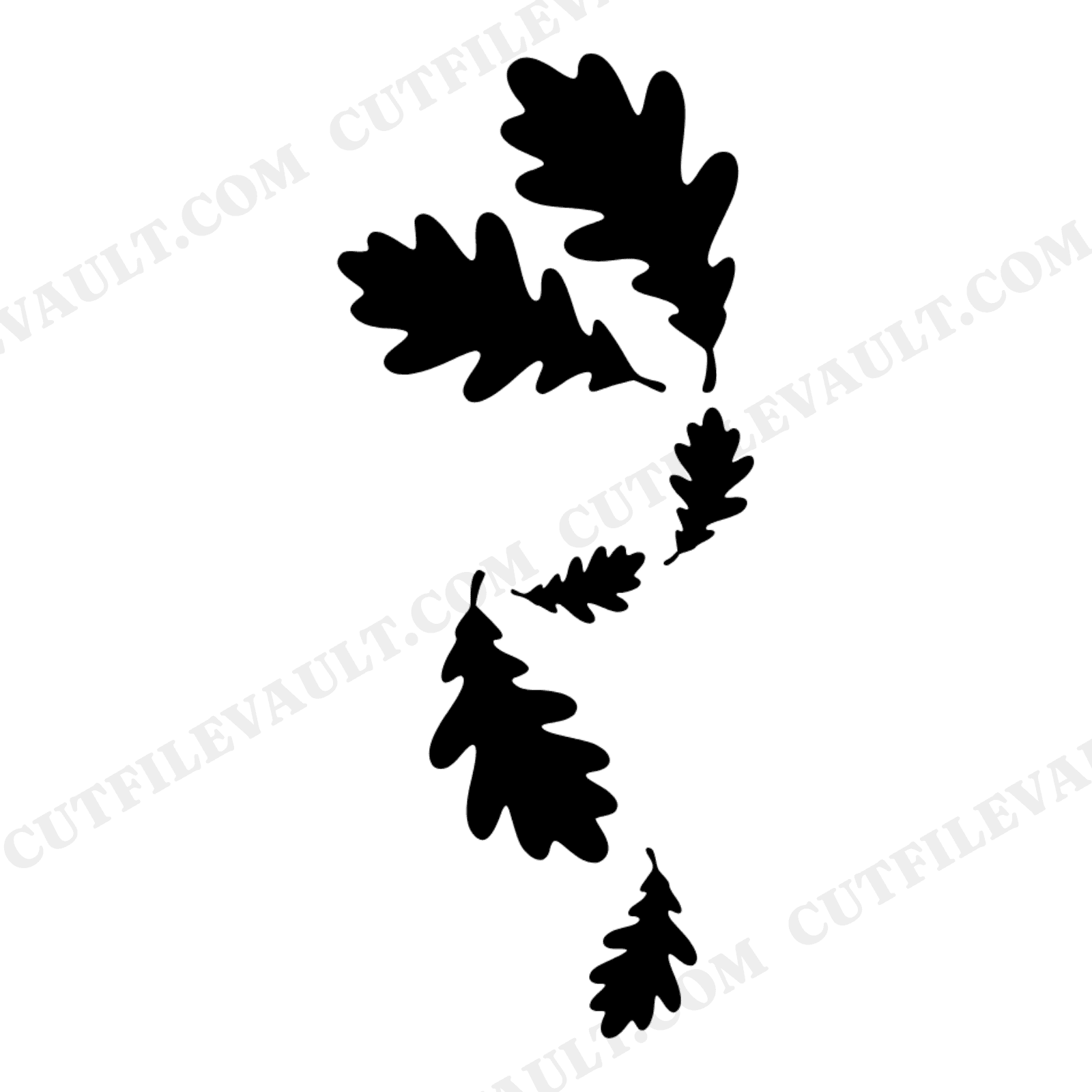 Autumn Oak Leaves Spiral SVG PNG, Fall Silhouette Cut File, Boho Organic Leaf Design for Cricut, view 1