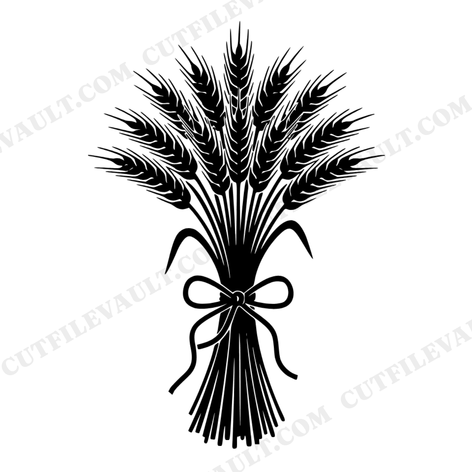 Autumn Wheat Sheaf SVG PNG, Farmhouse Harvest Bundle with Bow, Cottagecore Fall Decor Cut File, view 1