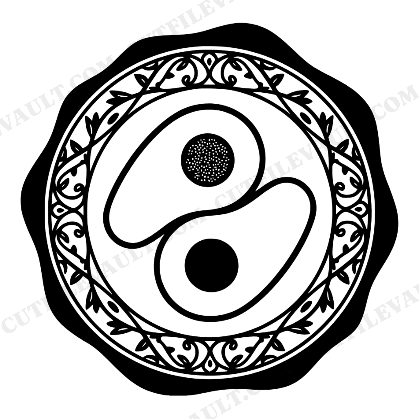 Avocado Yin Yang SVG PNG Wax Seal Emblem Cut File Vintage Botanical Kitchen Design Cricut, view 1