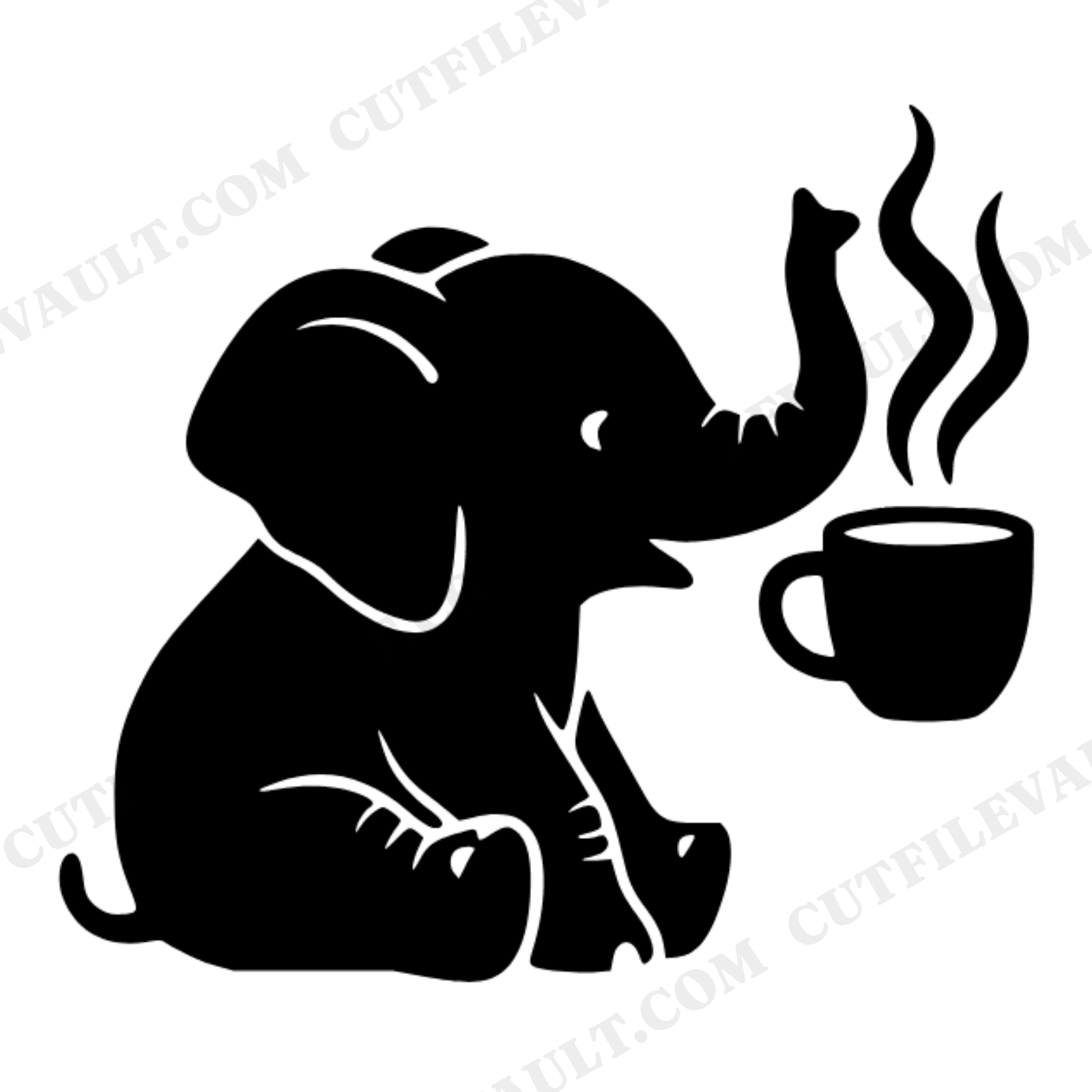 Baby Elephant Coffee Mug SVG PNG Fall Nursery Mid Century Minimal Cut File Autumn Decor Cricut, view 1