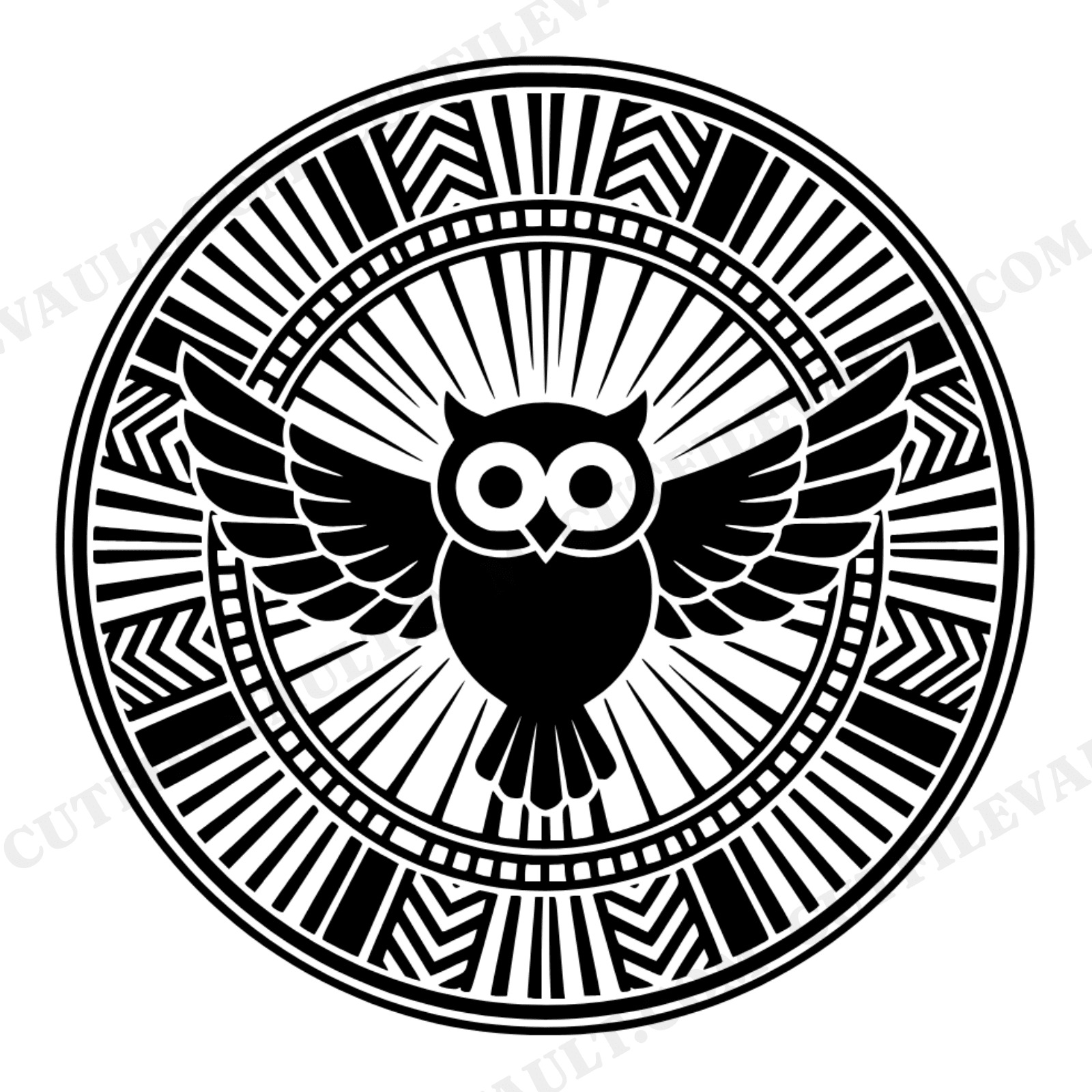 Baby Owl Mandala SVG PNG Art Deco Nursery Cut File Halloween Fall Decor Geometric Design, view 1