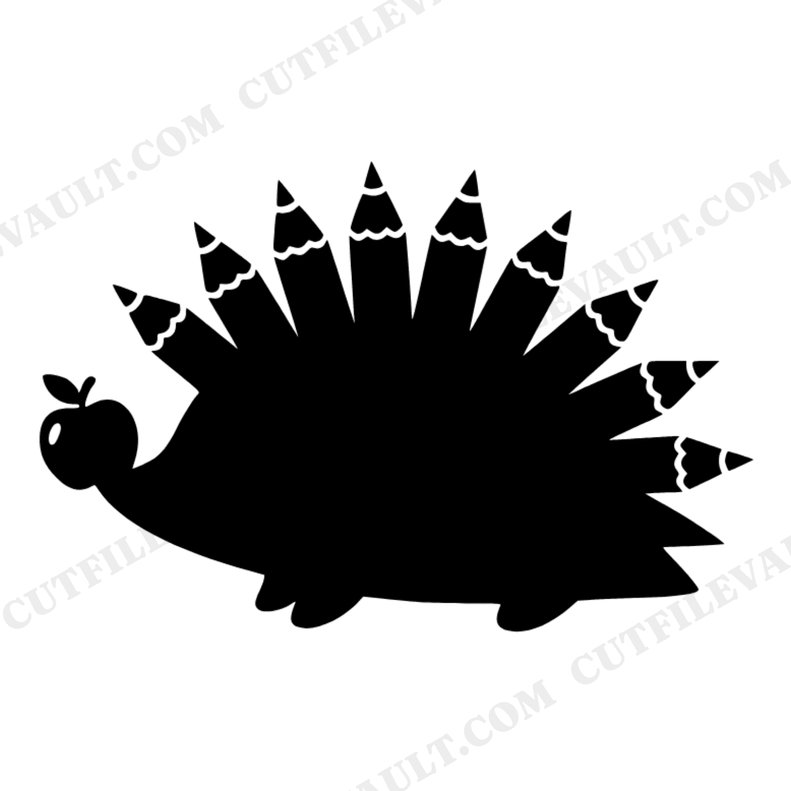 Back to School Hedgehog SVG PNG, Pencil Quills Teacher Appreciation Cut File, Vintage Botanical Style, view 1