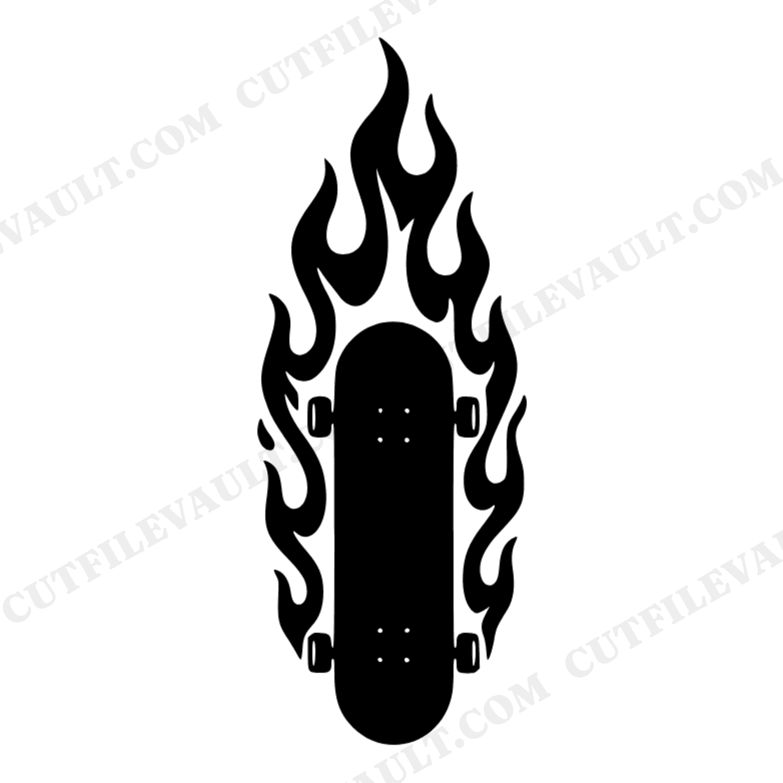 Back to School Skateboard Flame SVG PNG, Rebel Skate Silhouette Cut File, Locker Decal Design, view 1