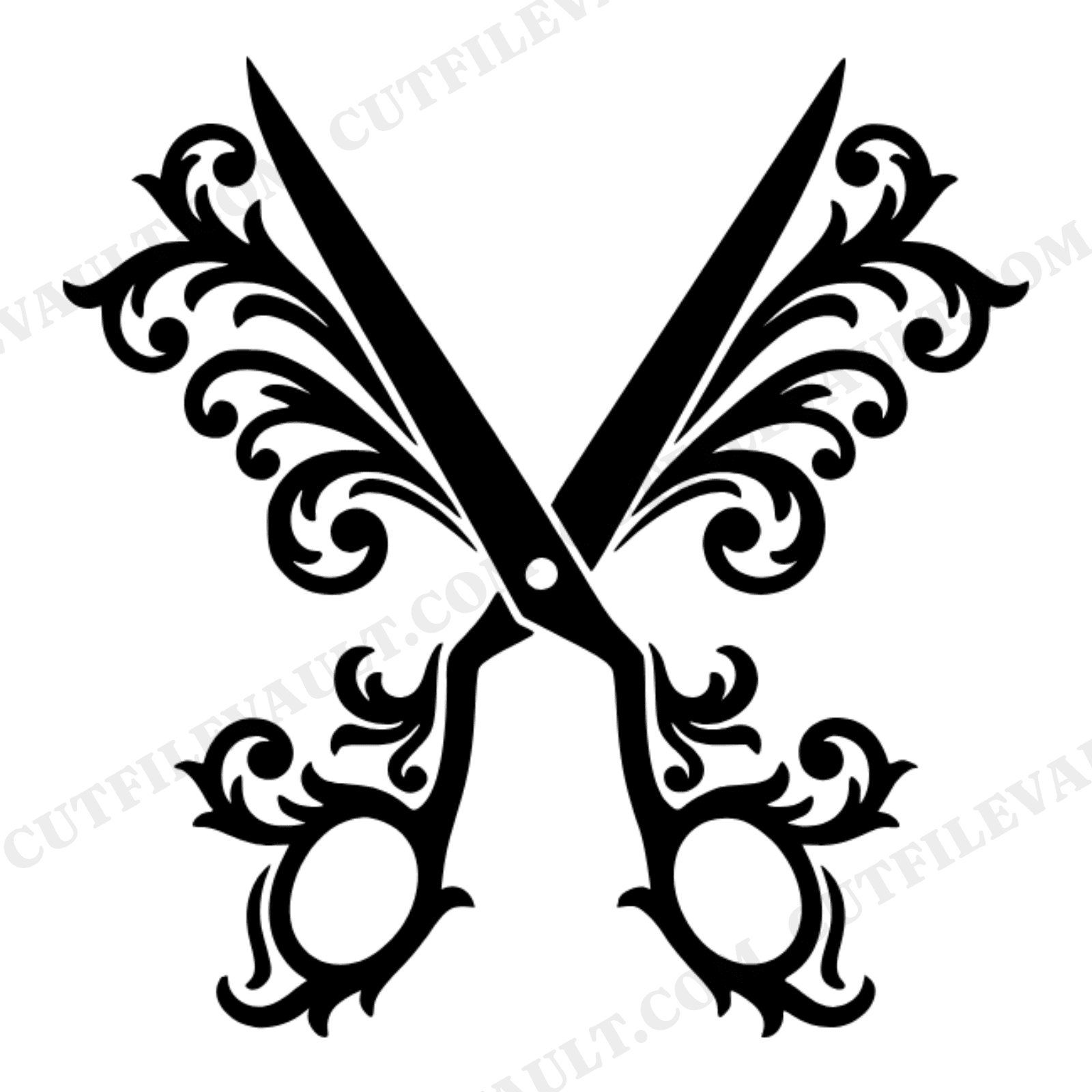 Baroque Scissors Monogram SVG PNG, Teacher Appreciation Gift Cut File, Back to School Ornament Design, view 1