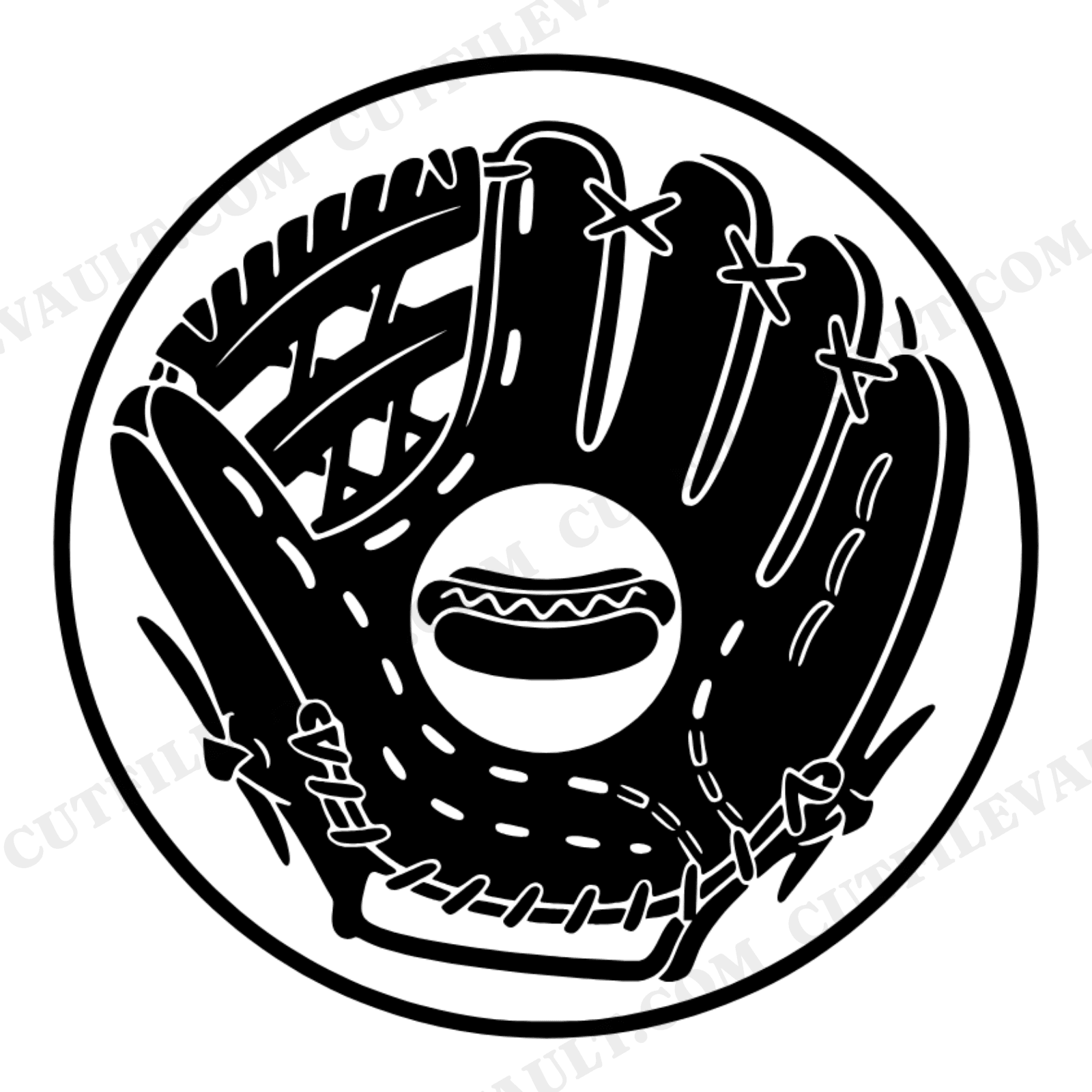 Baseball Glove Medallion SVG PNG Vintage Ballpark Sports Cut File National Hot Dog Day Boho Design, view 1