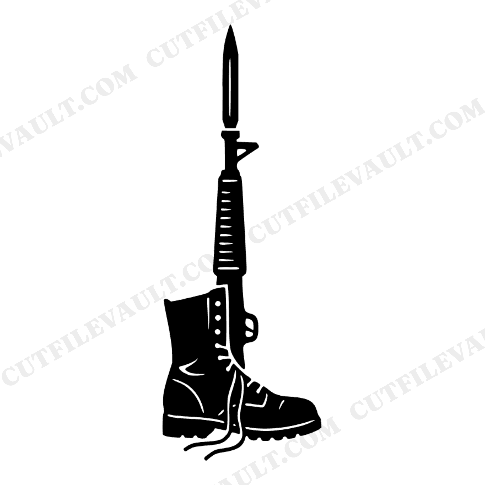 Battlefield Cross Memorial Day SVG PNG, Fallen Soldier Tribute Silhouette Cut File for Cricut, view 1
