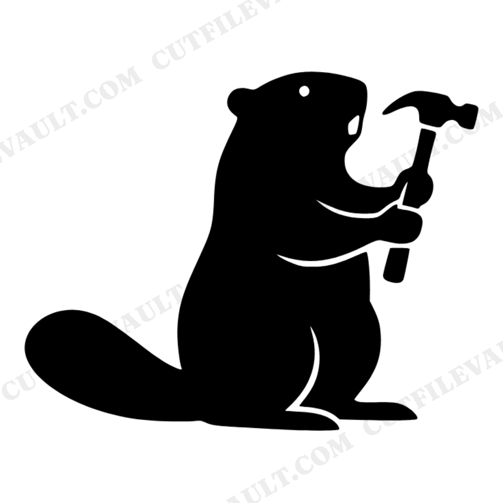Beaver with Hammer SVG PNG Labor Day Craftsman Builder Cut File Mid-Century Design, view 1