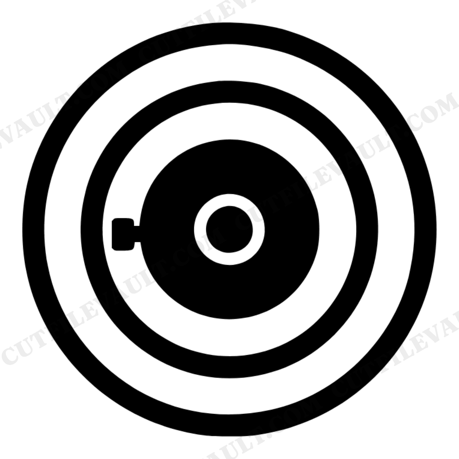 Bicycle Bell Sound Wave SVG PNG, Bullseye Concentric Rings Cut File, Mid-Century Bike Art Design, view 1