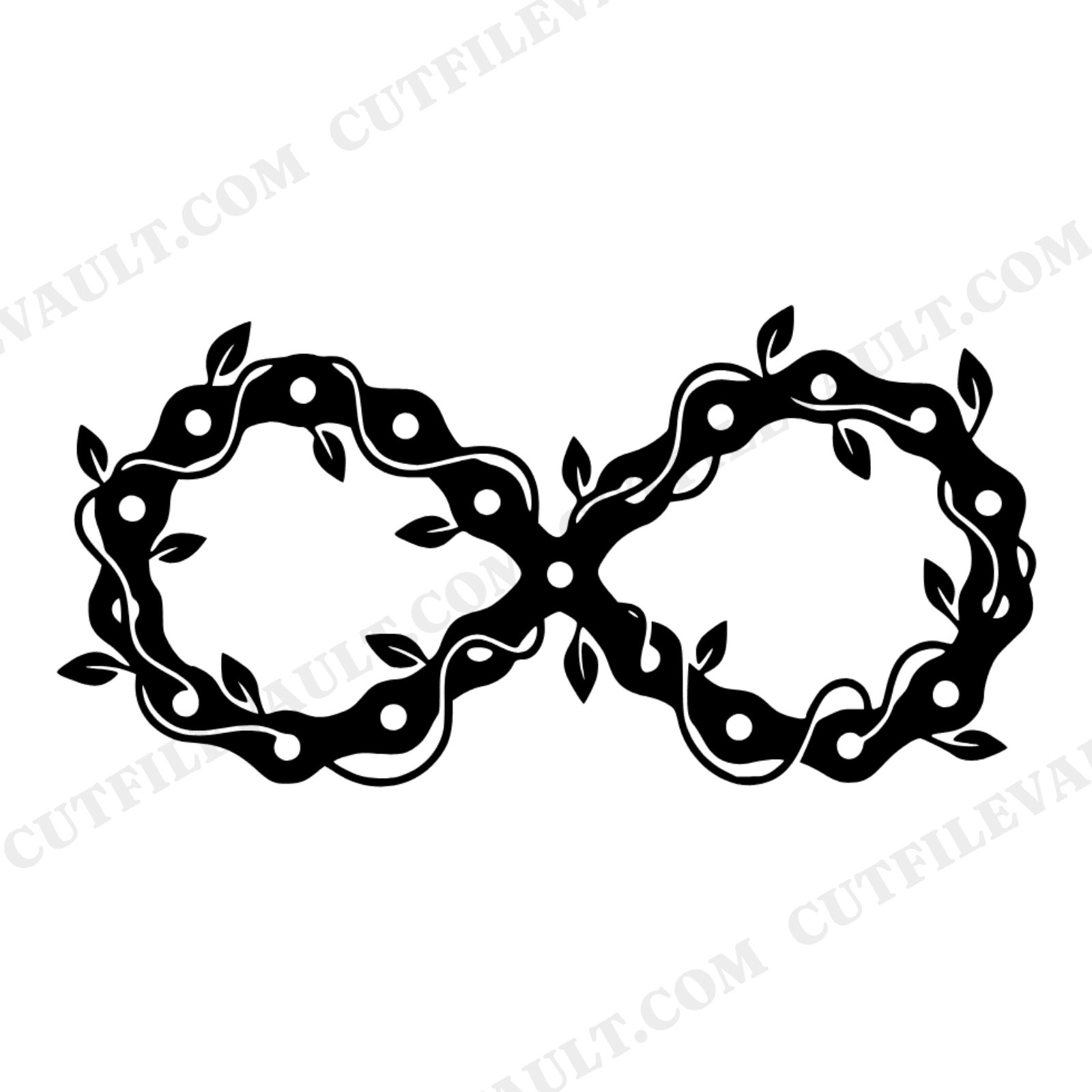 Bicycle Chain Infinity Symbol SVG PNG, Mid-Century Cycling Art, Bike Month Digital Cut File, view 1