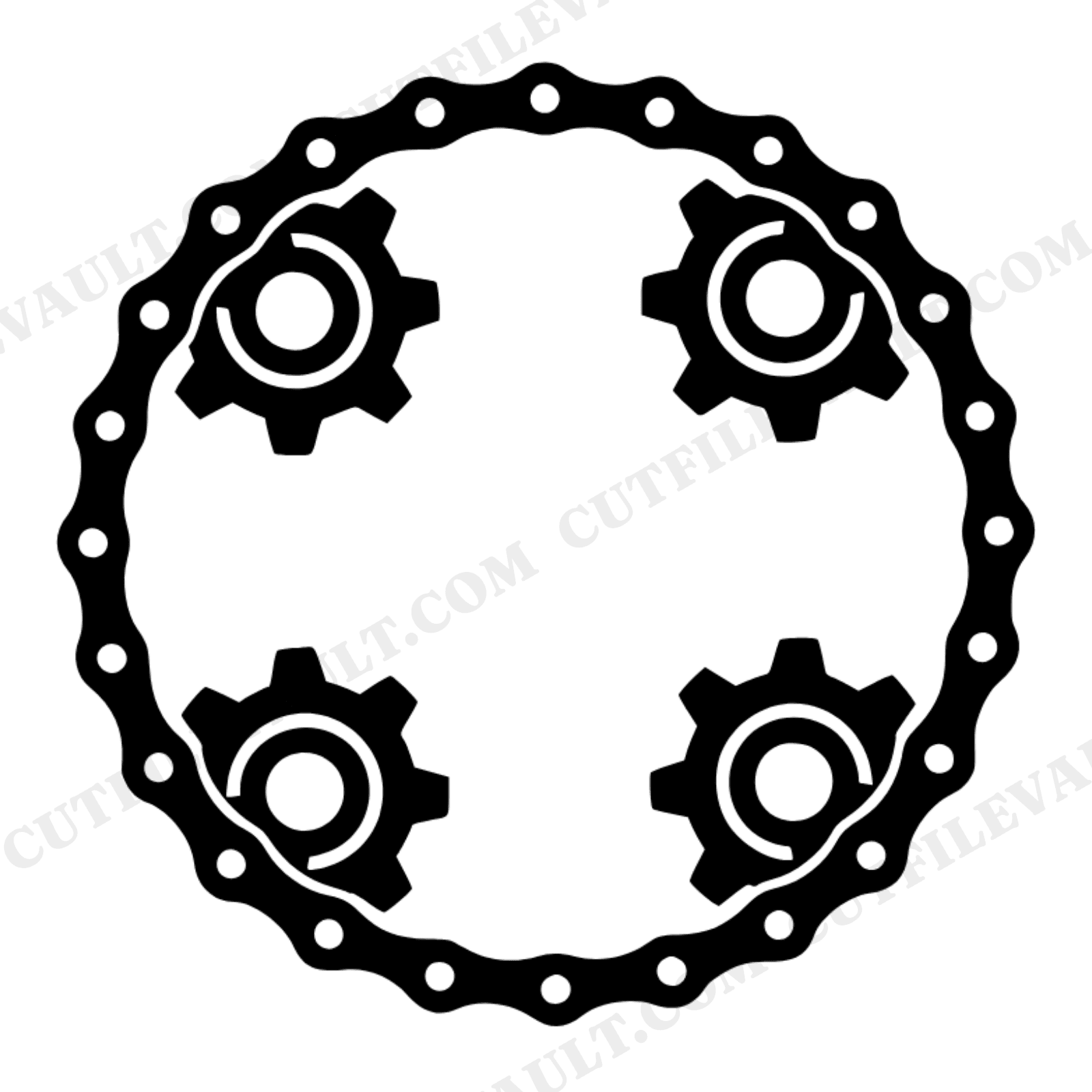 Bicycle Chain Wreath SVG PNG, Bike Sprocket Gear Circle Cut File, Cycling Decor Design, view 1