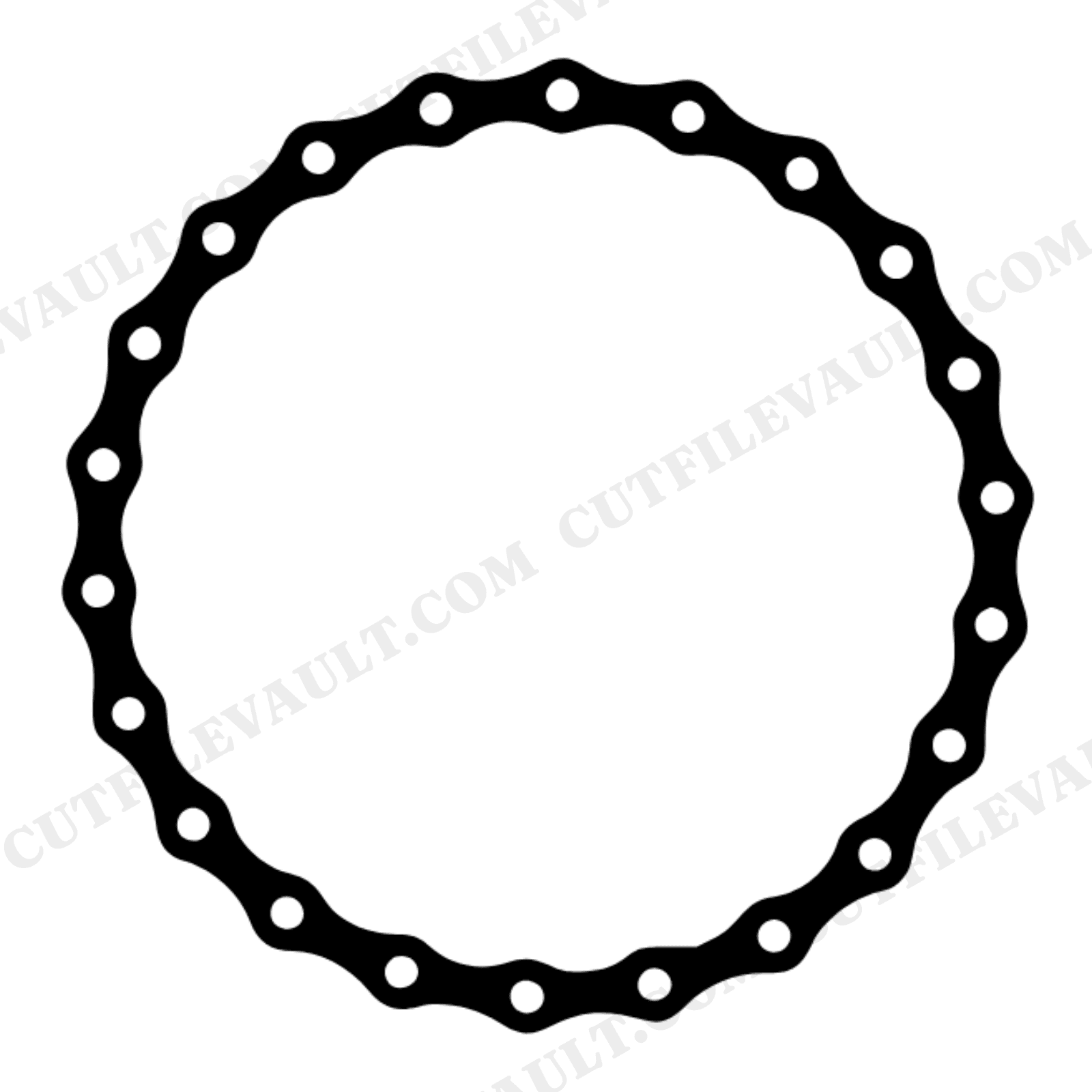 Bicycle Chain Wreath SVG PNG, Mid Century Bike Chain Circle Cut File, Cycling Decor Digital Download, view 1