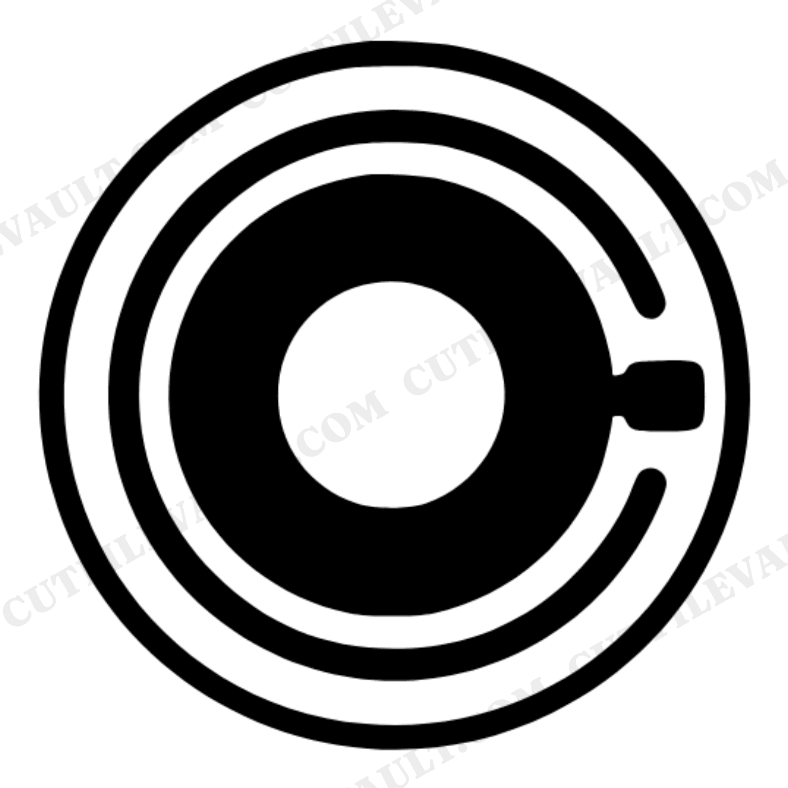 Bike Bell SVG PNG, Mid-Century Minimalist Bicycle Bell Top View, Scandinavian Ripple Design Cut File, view 1